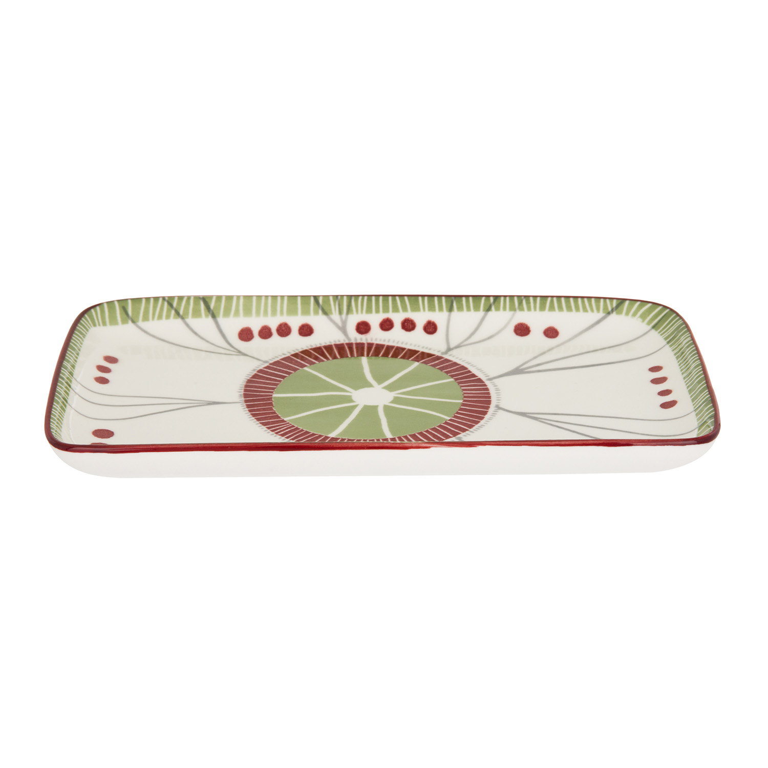 Piatto portata 23x13 cm verde rosso stoneware Tages
