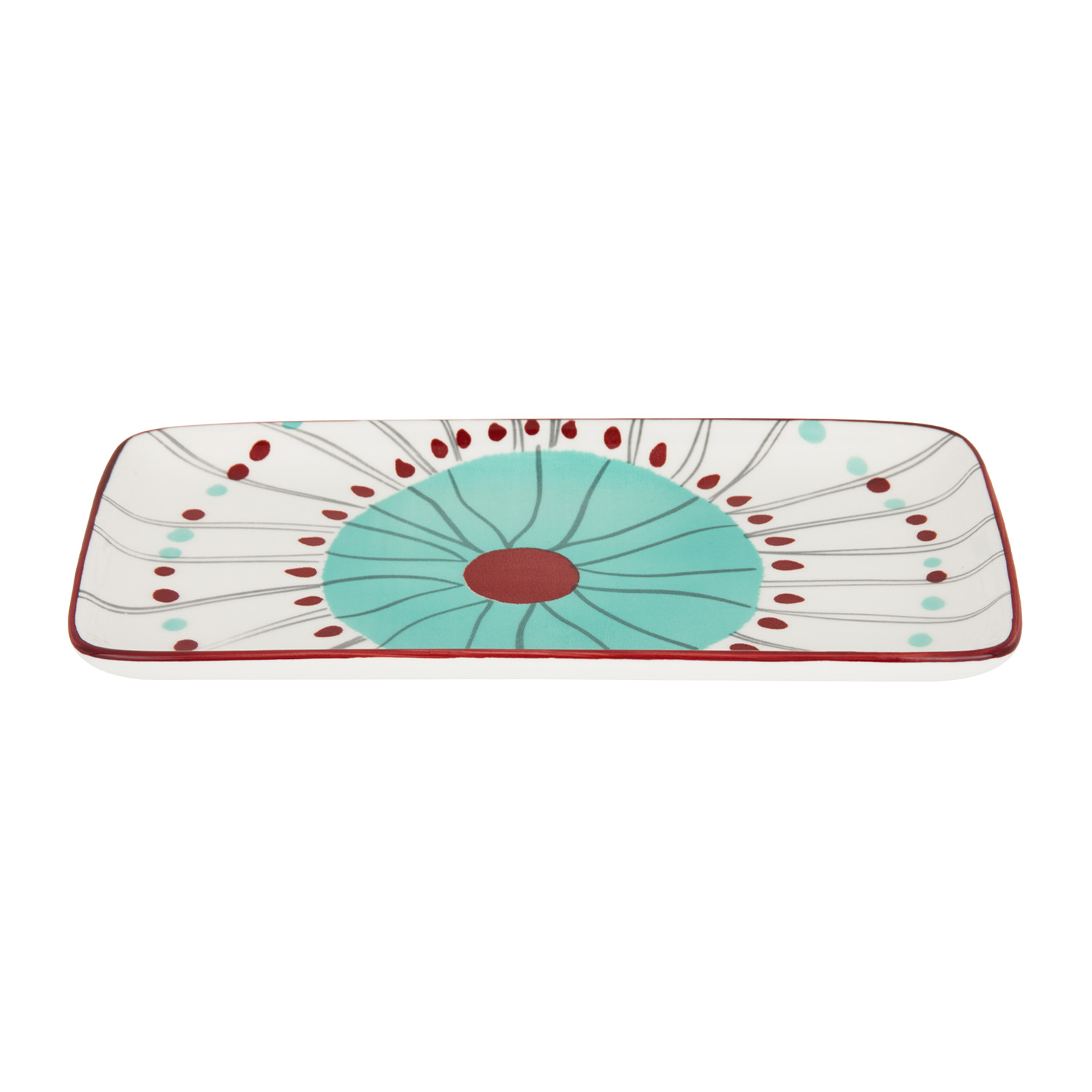 Piatto portata 23x13 cm celeste rosso stoneware Tages
