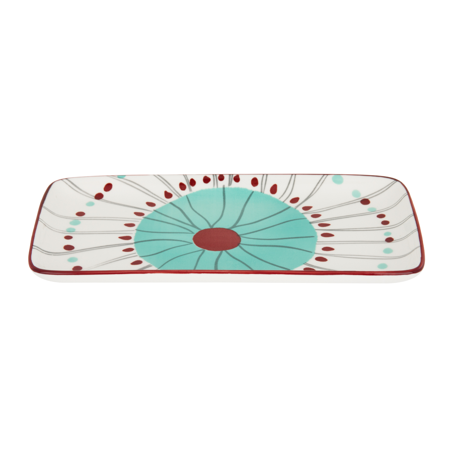 Piatto portata 23x13 cm celeste rosso stoneware Tages