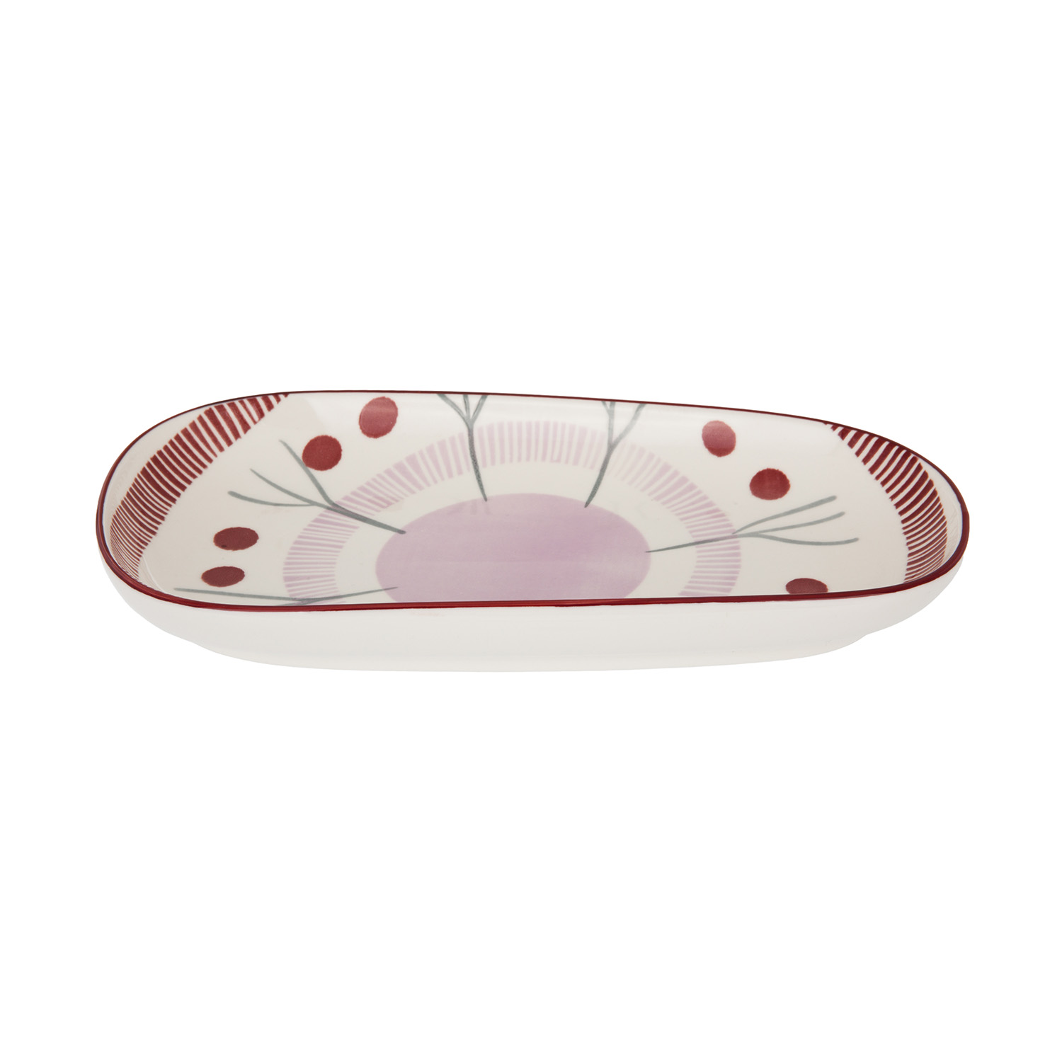 Piatto portata irregolare lilla rosso stoneware Tages