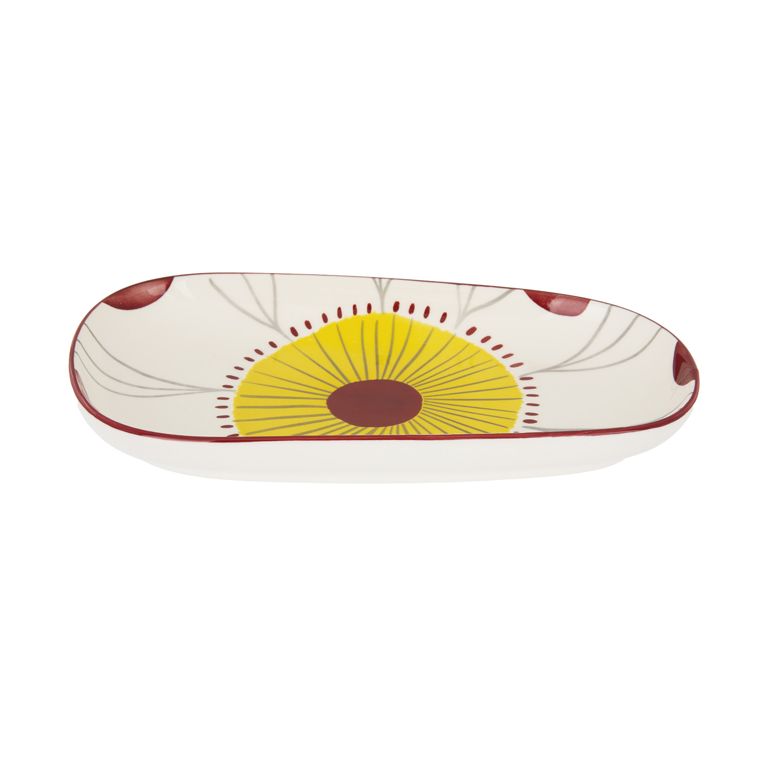 Piatto portata irregolare giallo rosso stoneware Tages