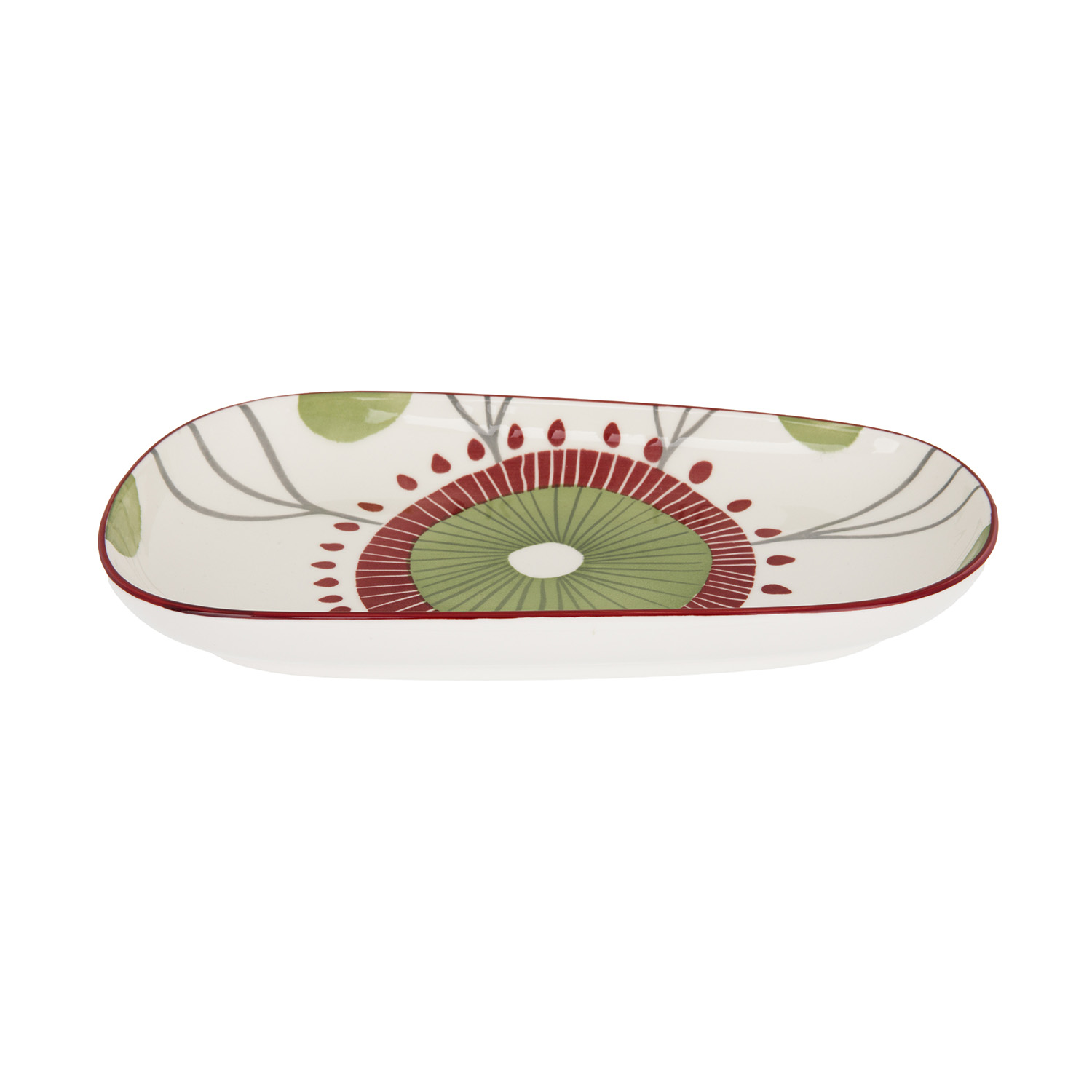 Piatto portata irregolare verde rosso stoneware Tages