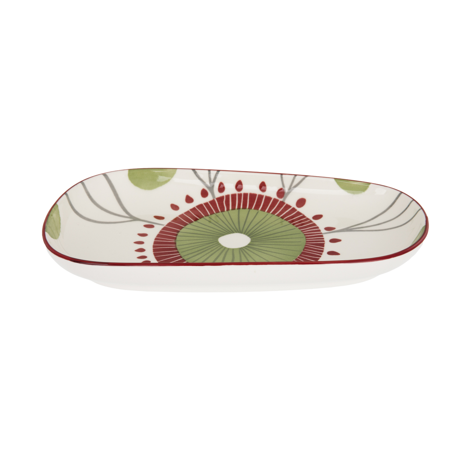 Piatto portata irregolare verde rosso stoneware Tages