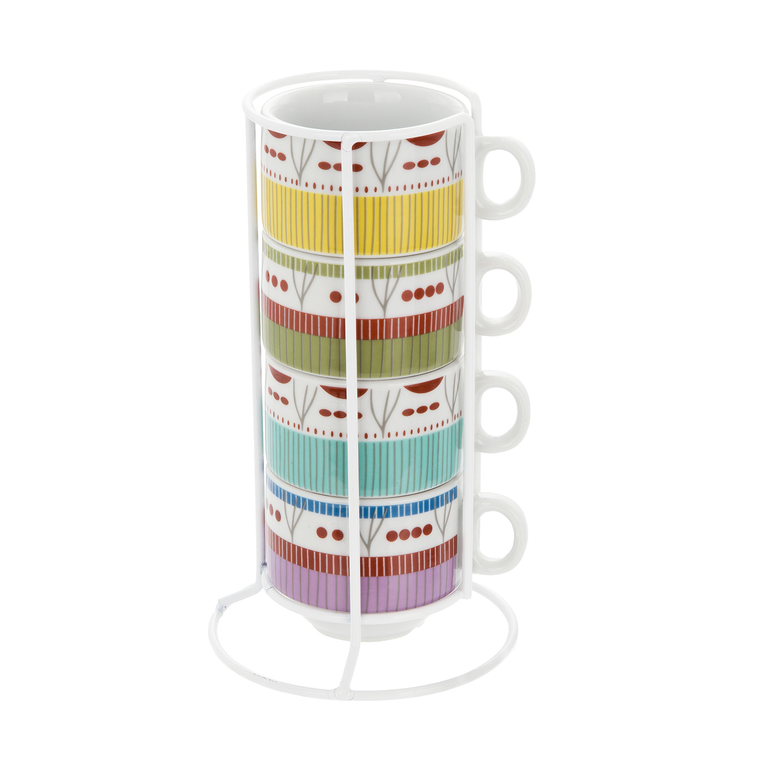 Set 4 tazzine caffè Tages Collection con stand