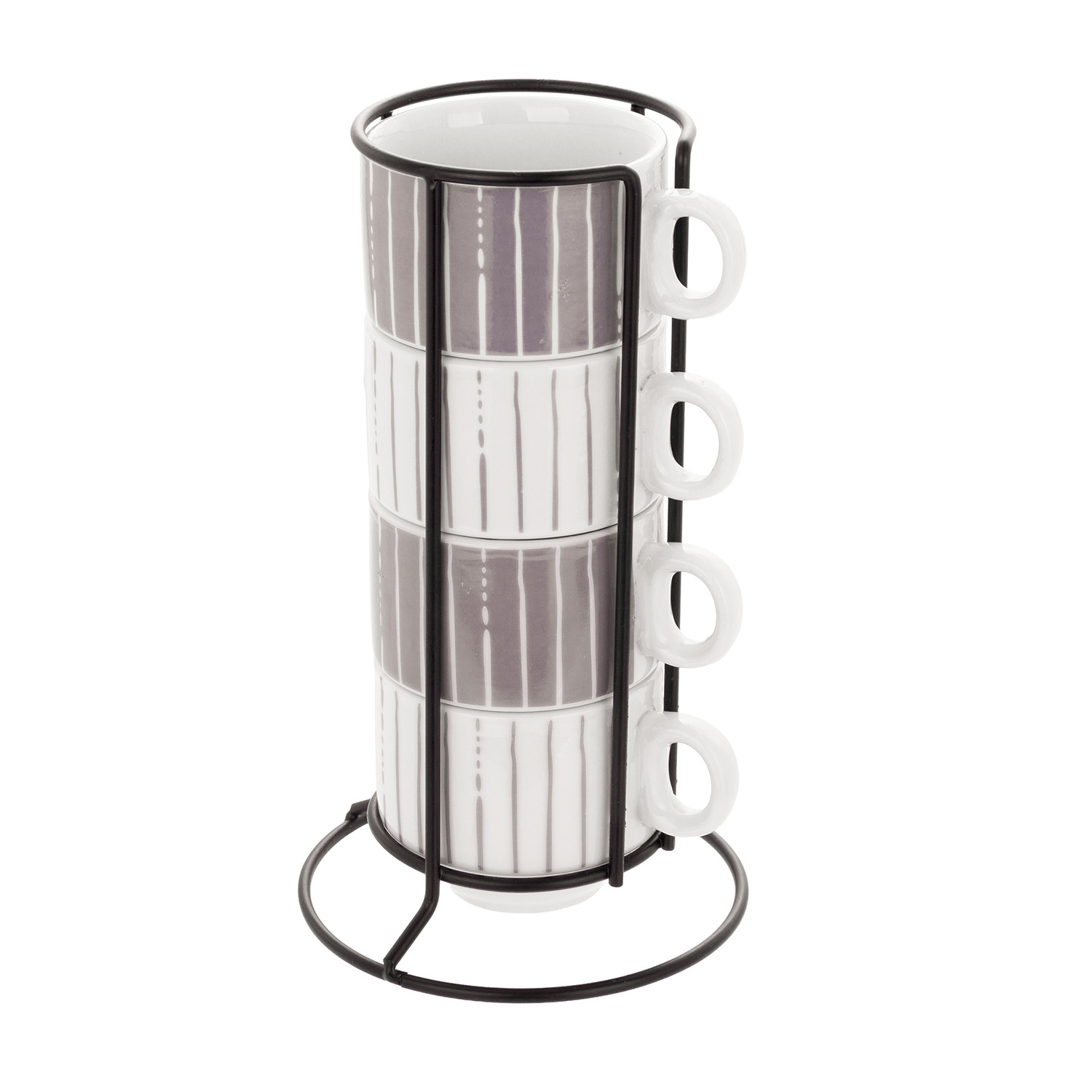 Set 4 tazzine caffè Mix e Match grigio con stand