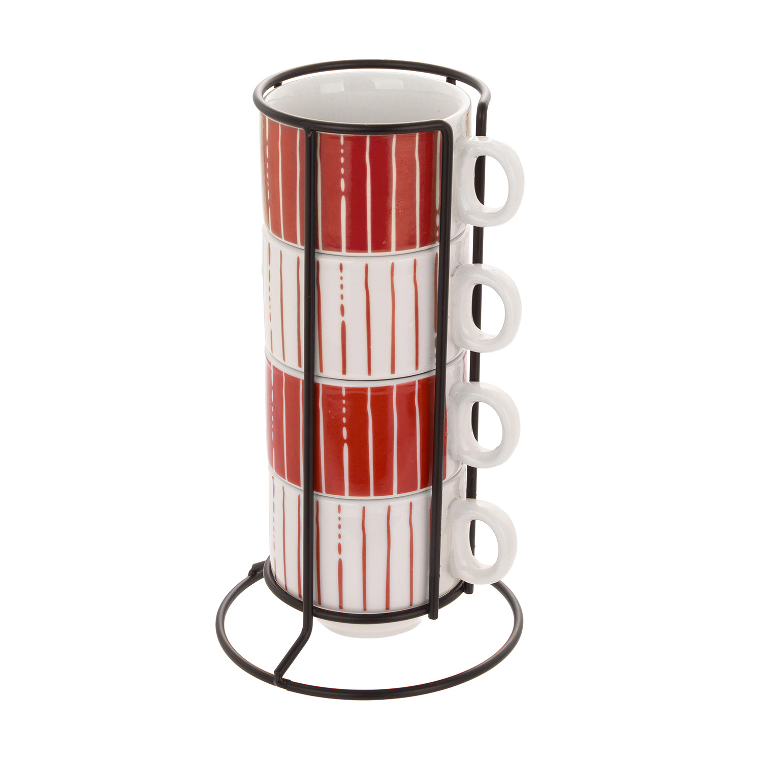 Set 4 tazzine caffè Mix e Match rosso con stand