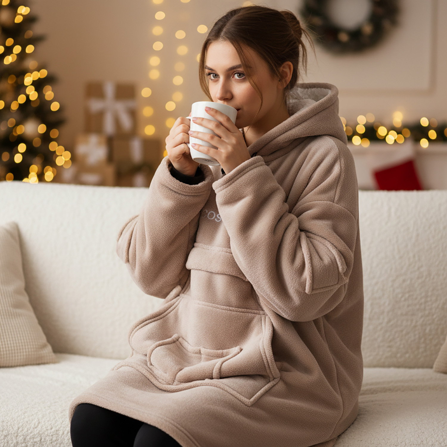 Felpa con cappuccio marrone Cozy Time