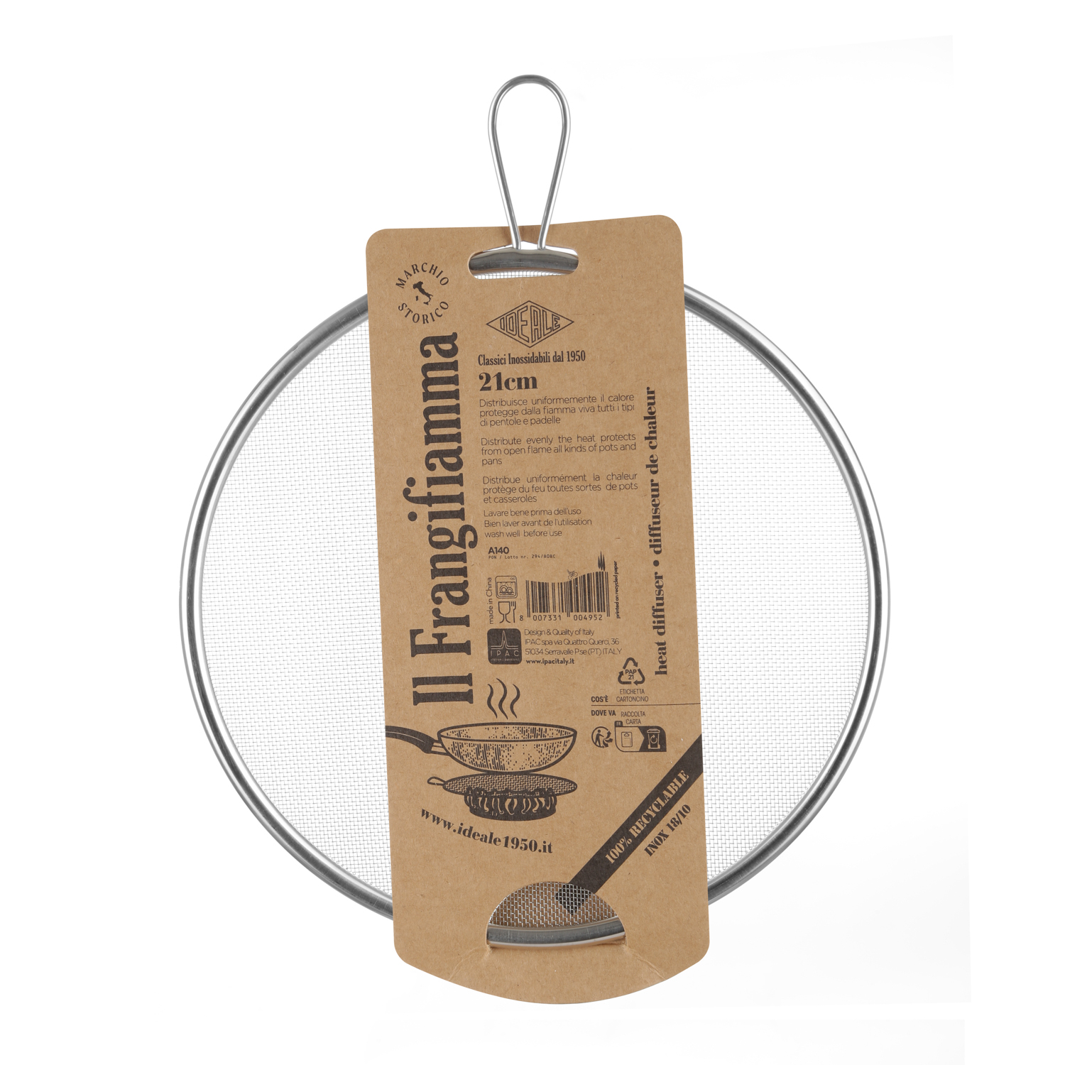 Frangifiamma in acciaio inox 21 cm Ideale