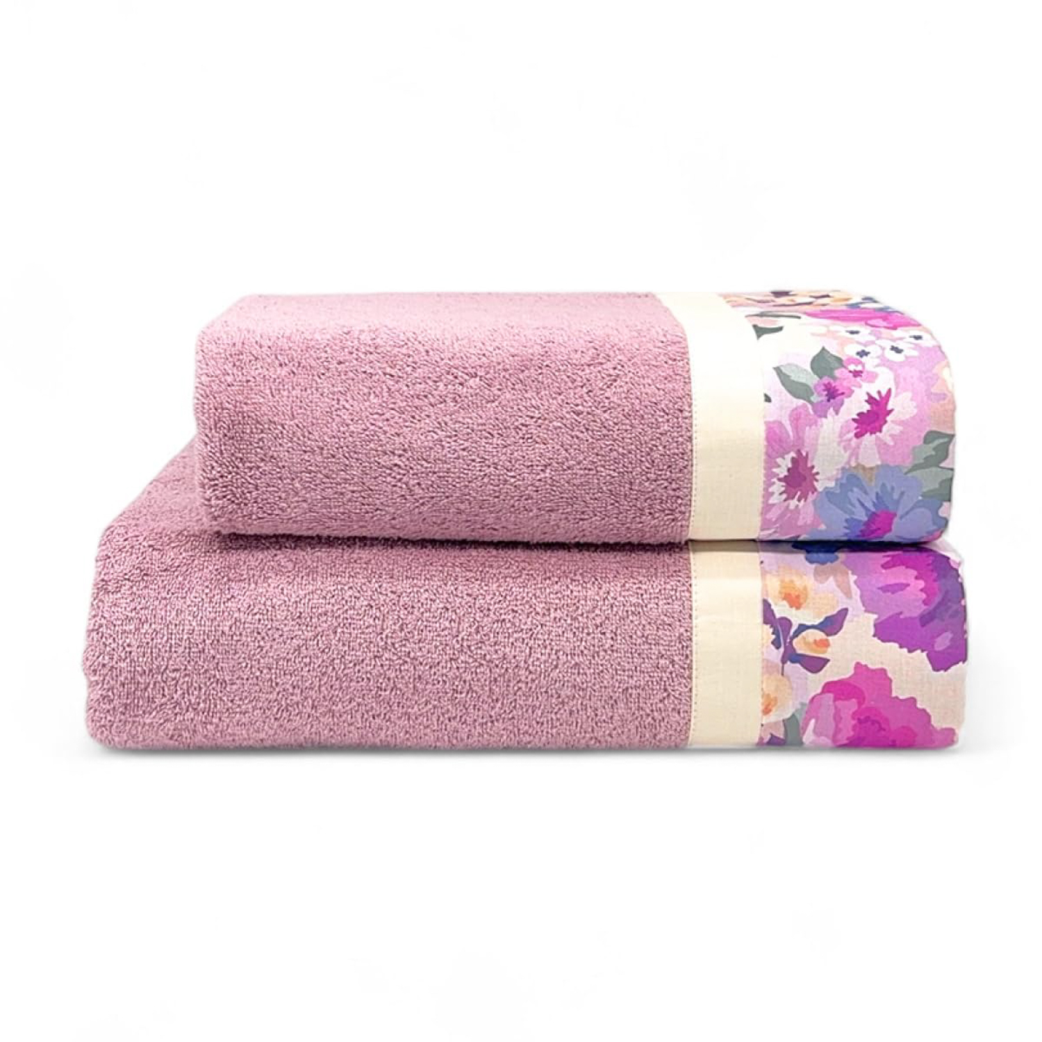 Set 2 asciugamani Dalia rosa in cotone Ipersan