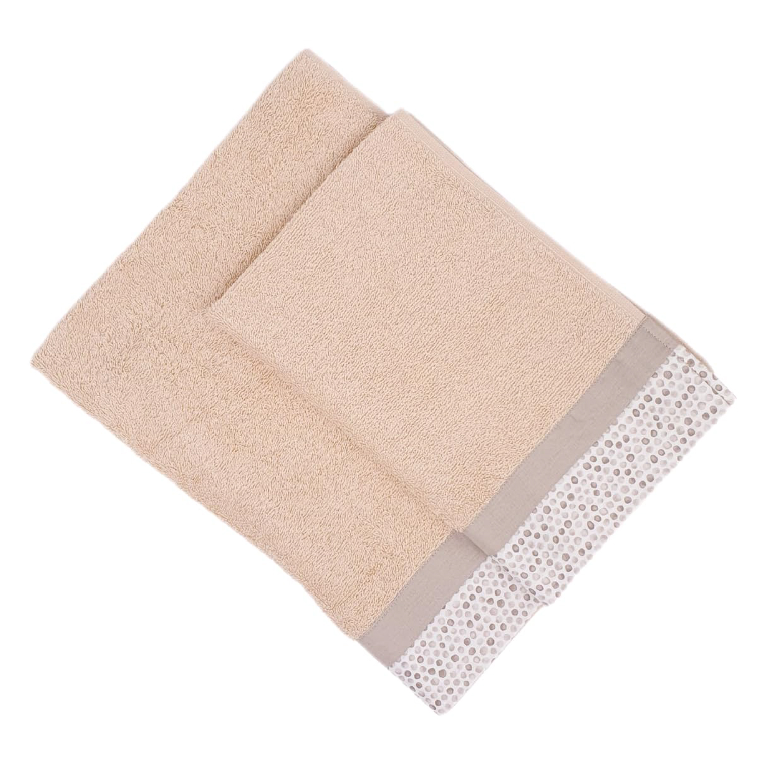 Set 2 asciugamani Pallini nocciola in cotone Ipersan