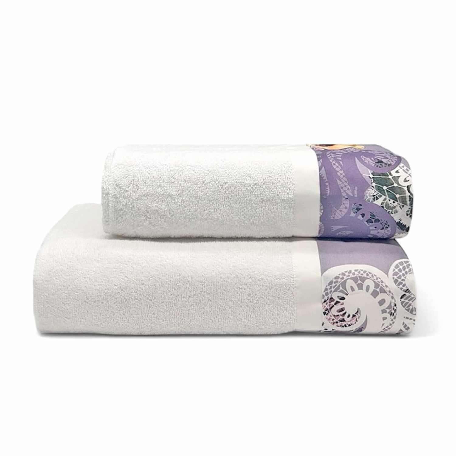 Set 2 asciugamani Ramage bianchi in cotone Ipersan
