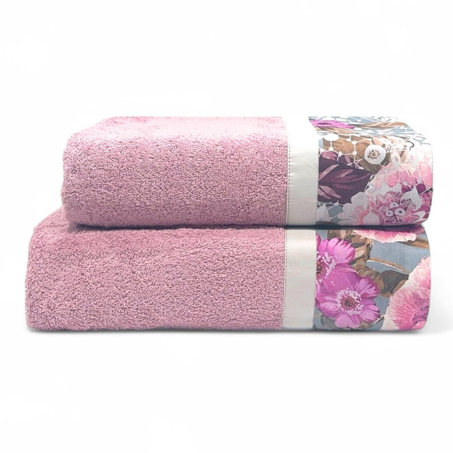 Set 2 asciugamani Ricamo rosa in cotone Ipersan