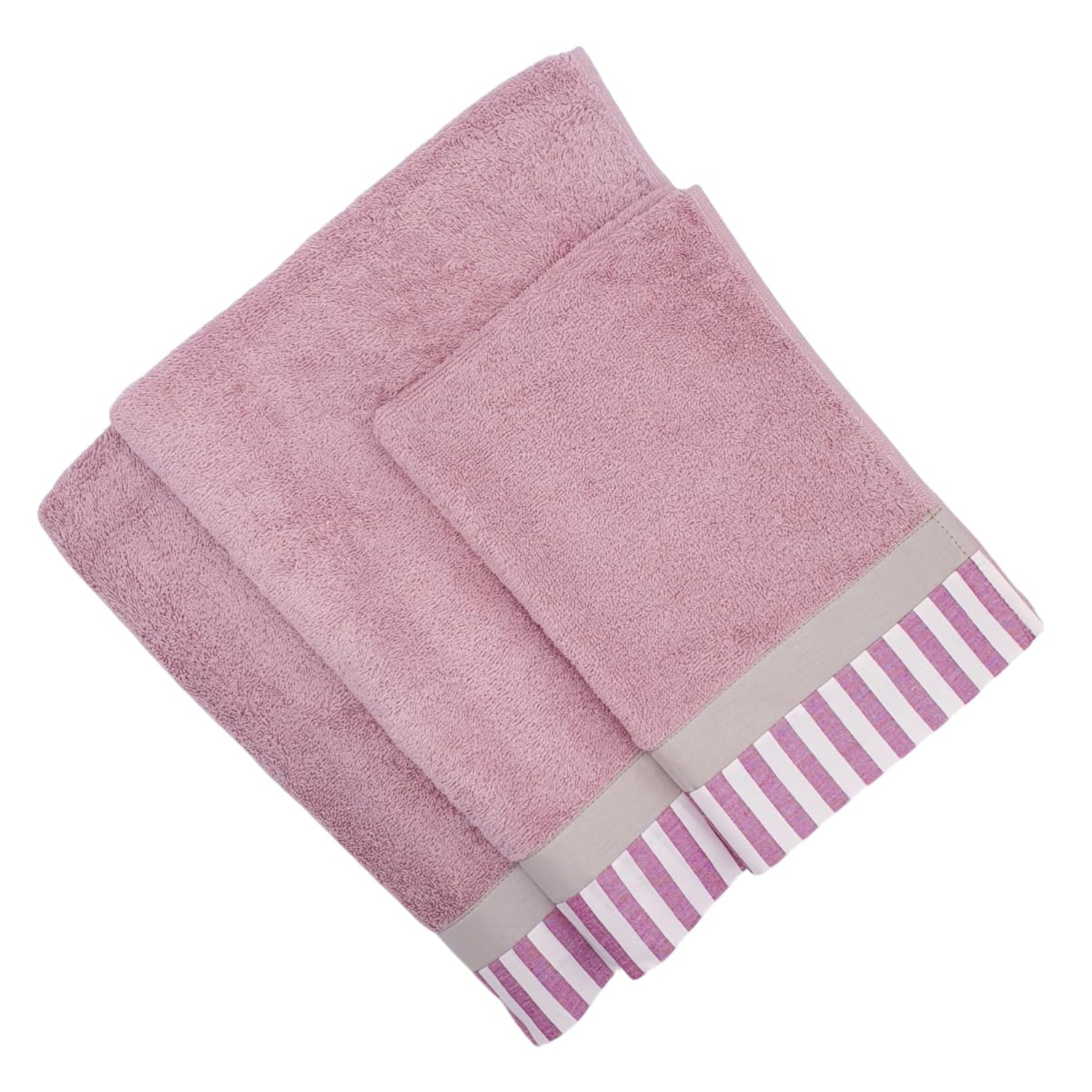 Set 3 asciugamani Amalfi rosa in cotone Ipersan