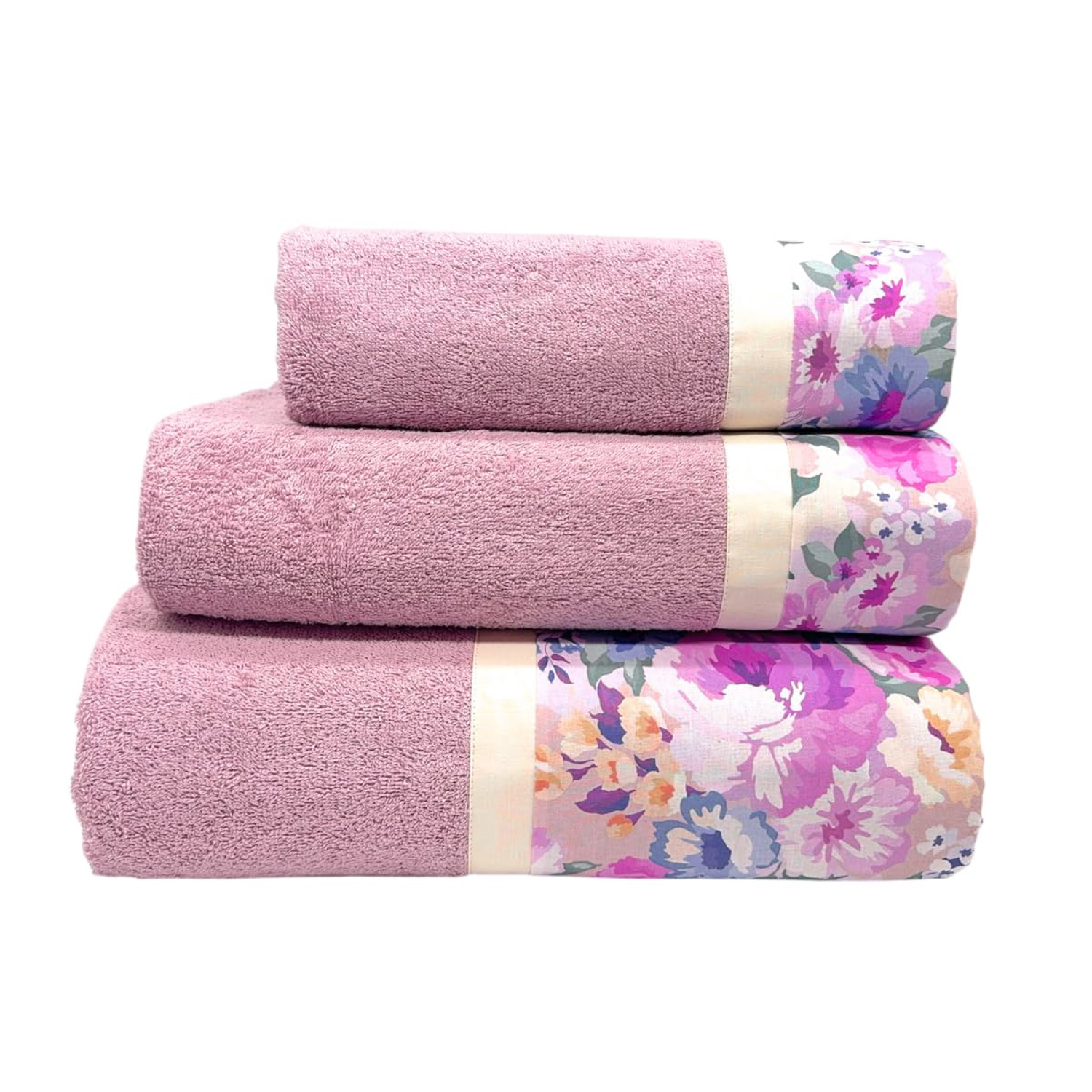 Set 3 asciugamani Dalia rosa in cotone Ipersan