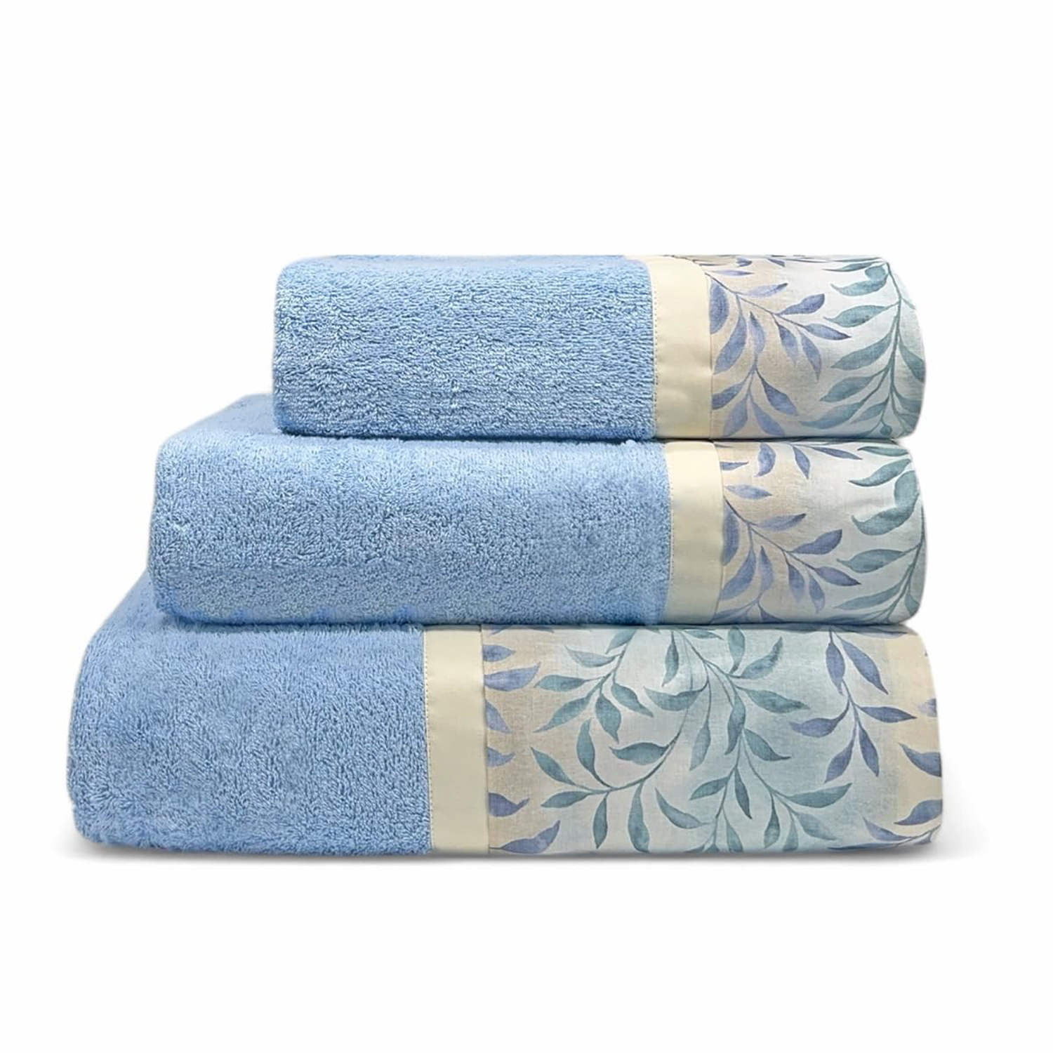 Set 3 asciugamani Felce azzurri in cotone Ipersan