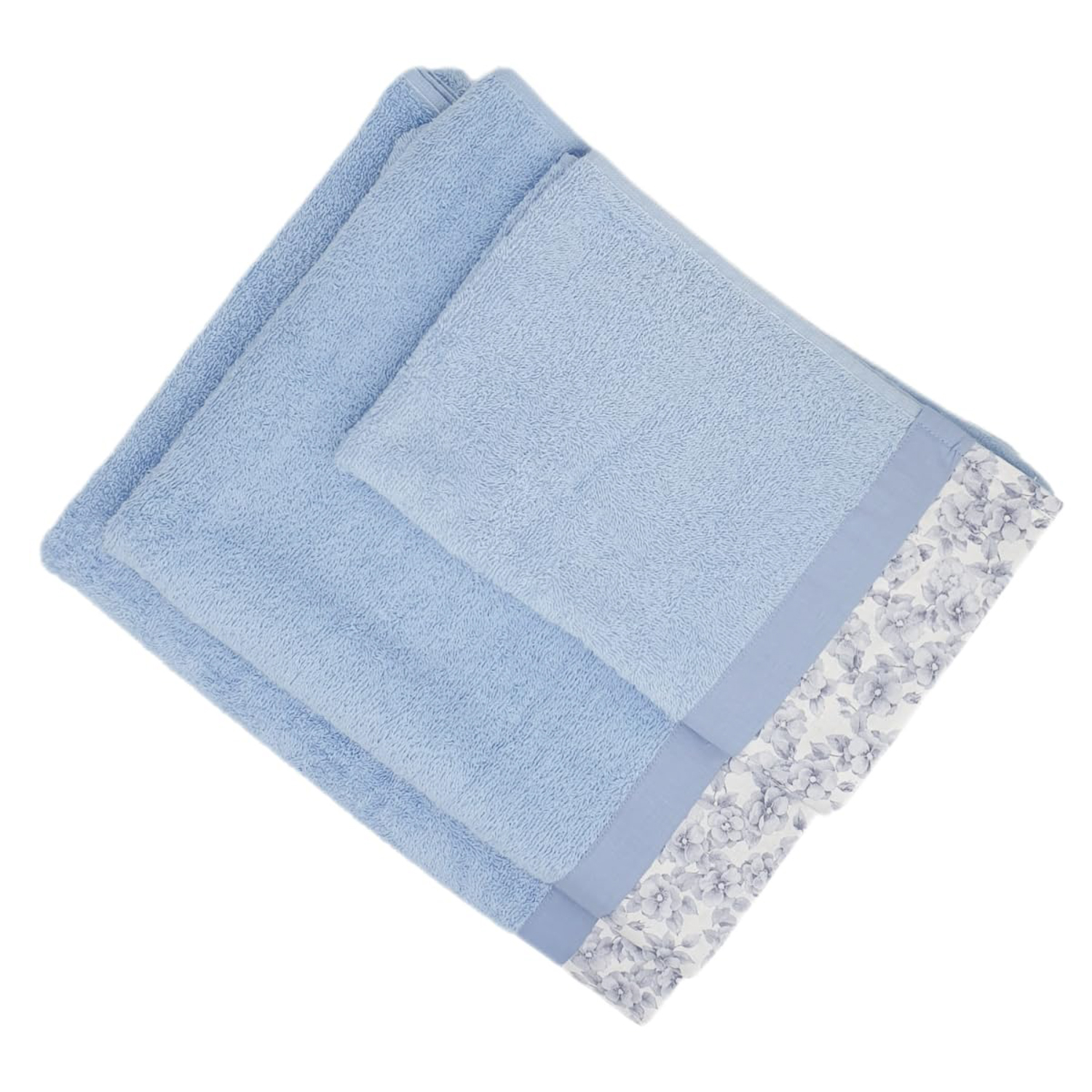 Set 3 asciugamani Primula azzurri in cotone Ipersan