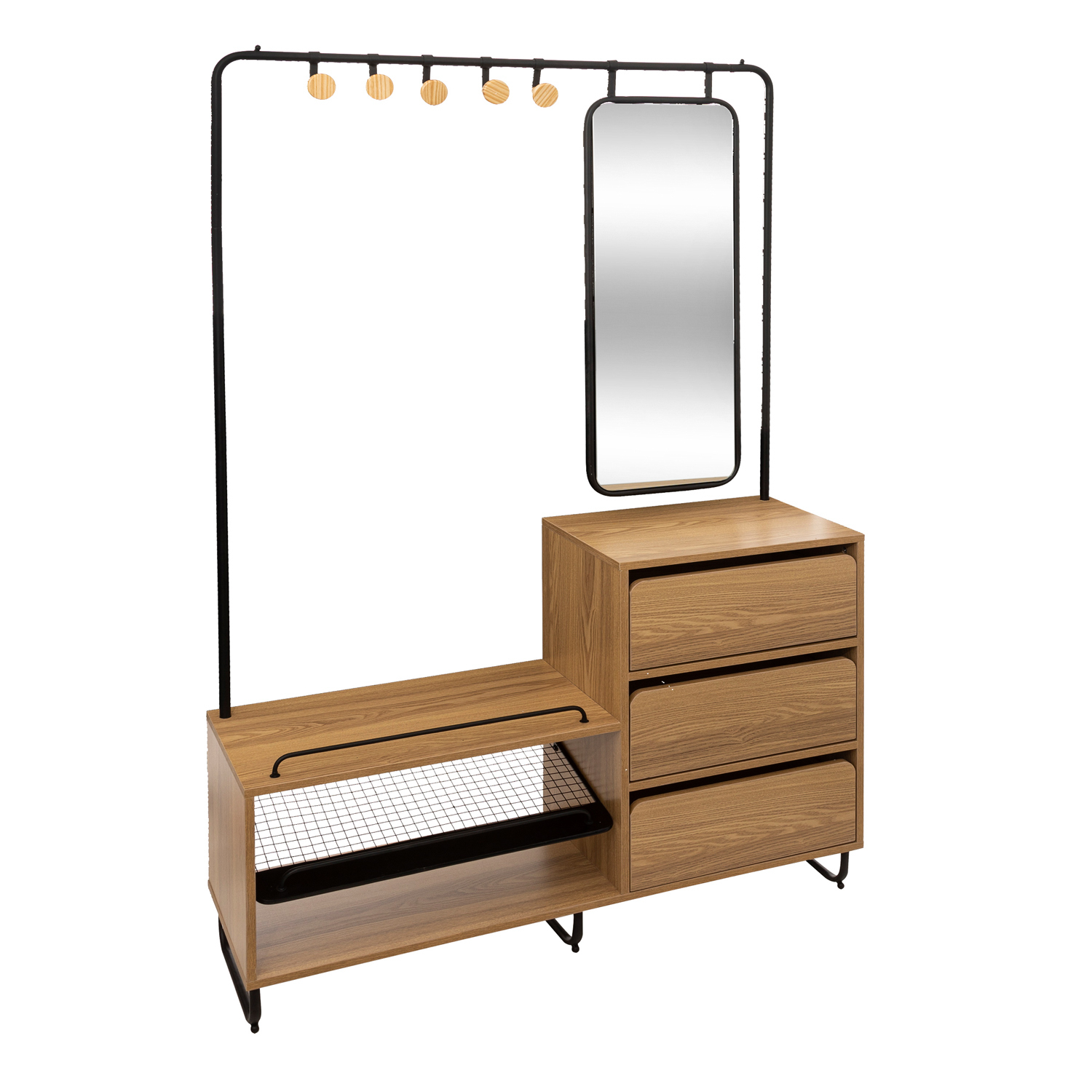 Guardaroba per ingresso con cassetti e appendiabiti