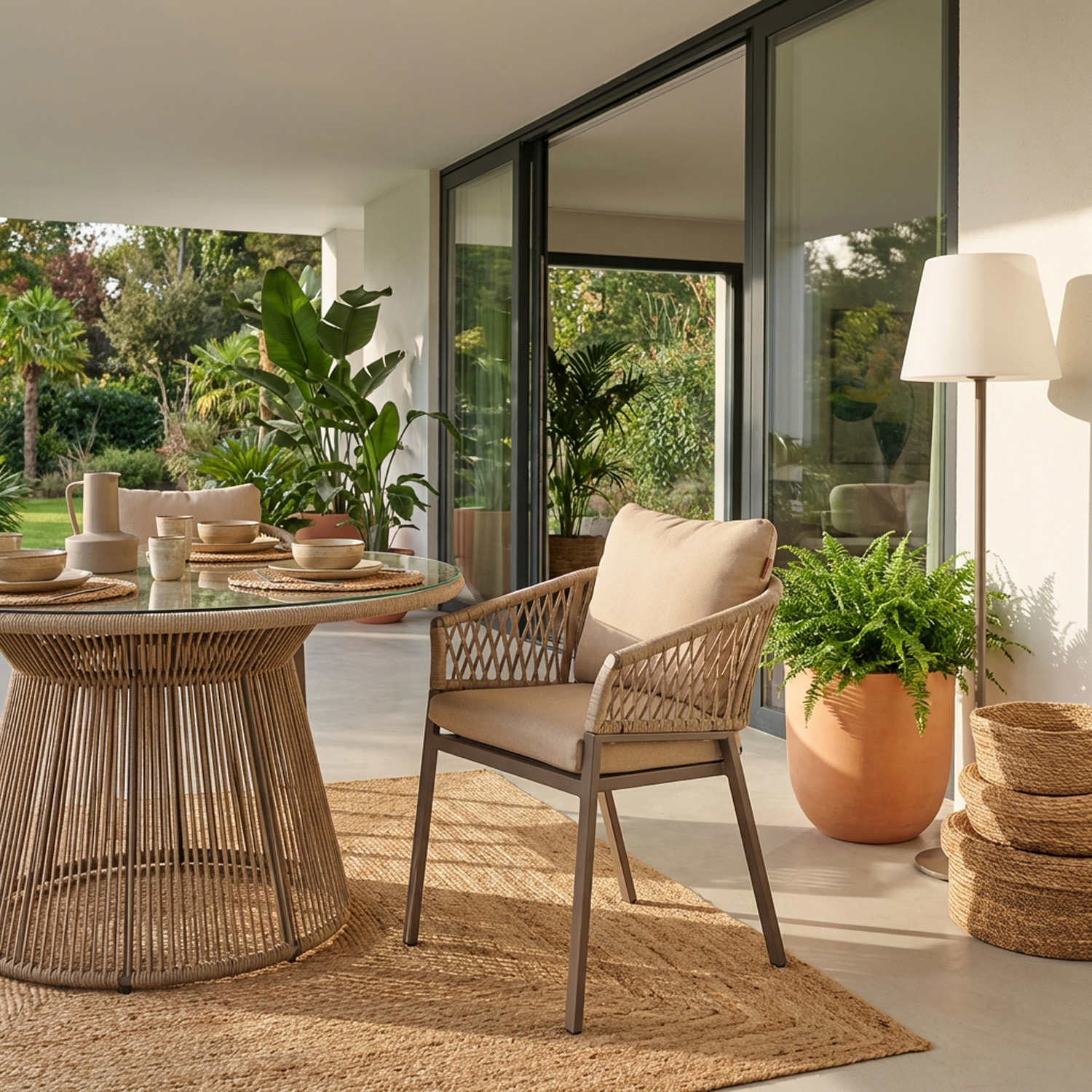 Sedia da giardino con braccioli Oriengo beige
