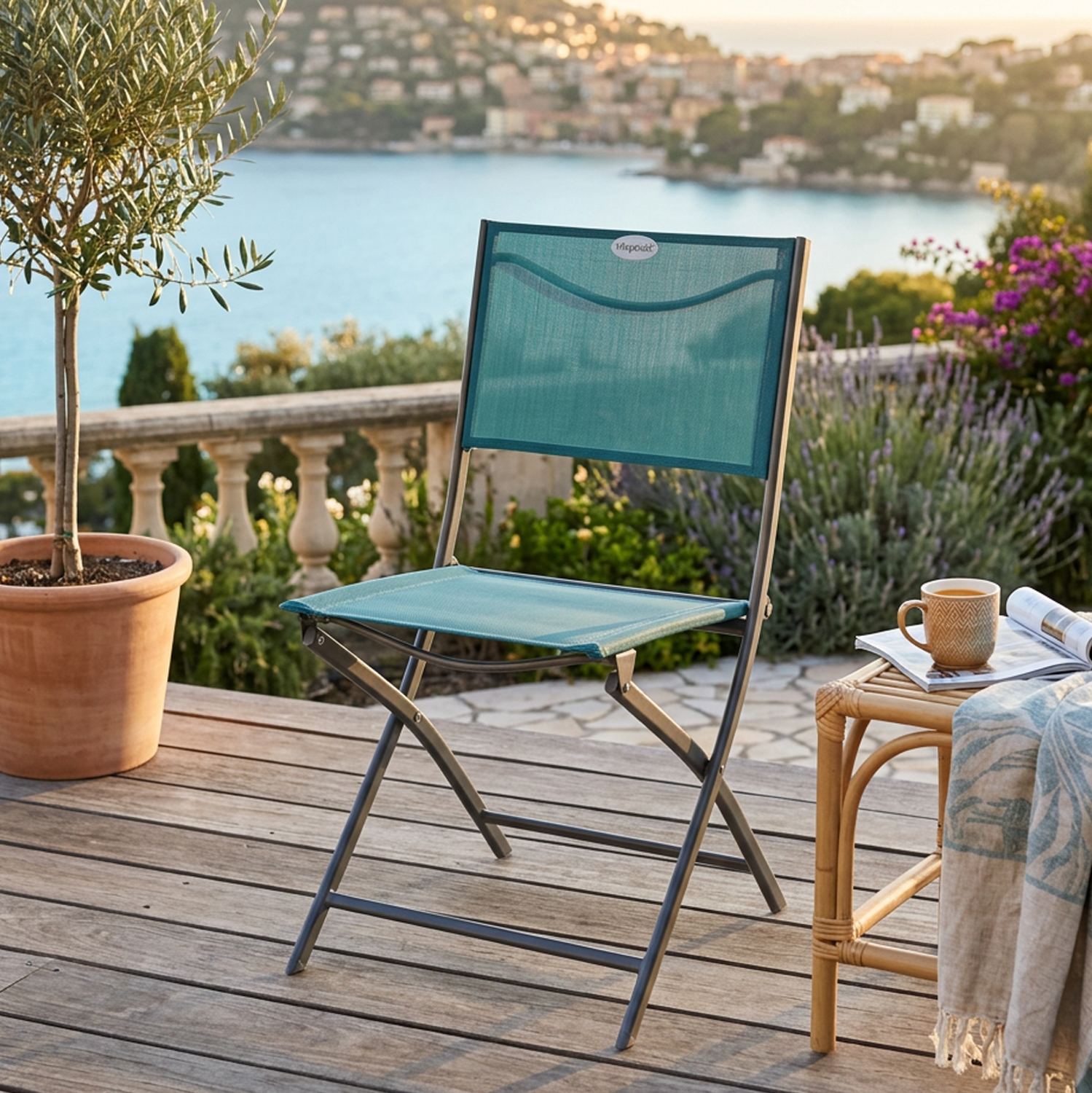 Sedia da giardino pieghevole Modula azzurra