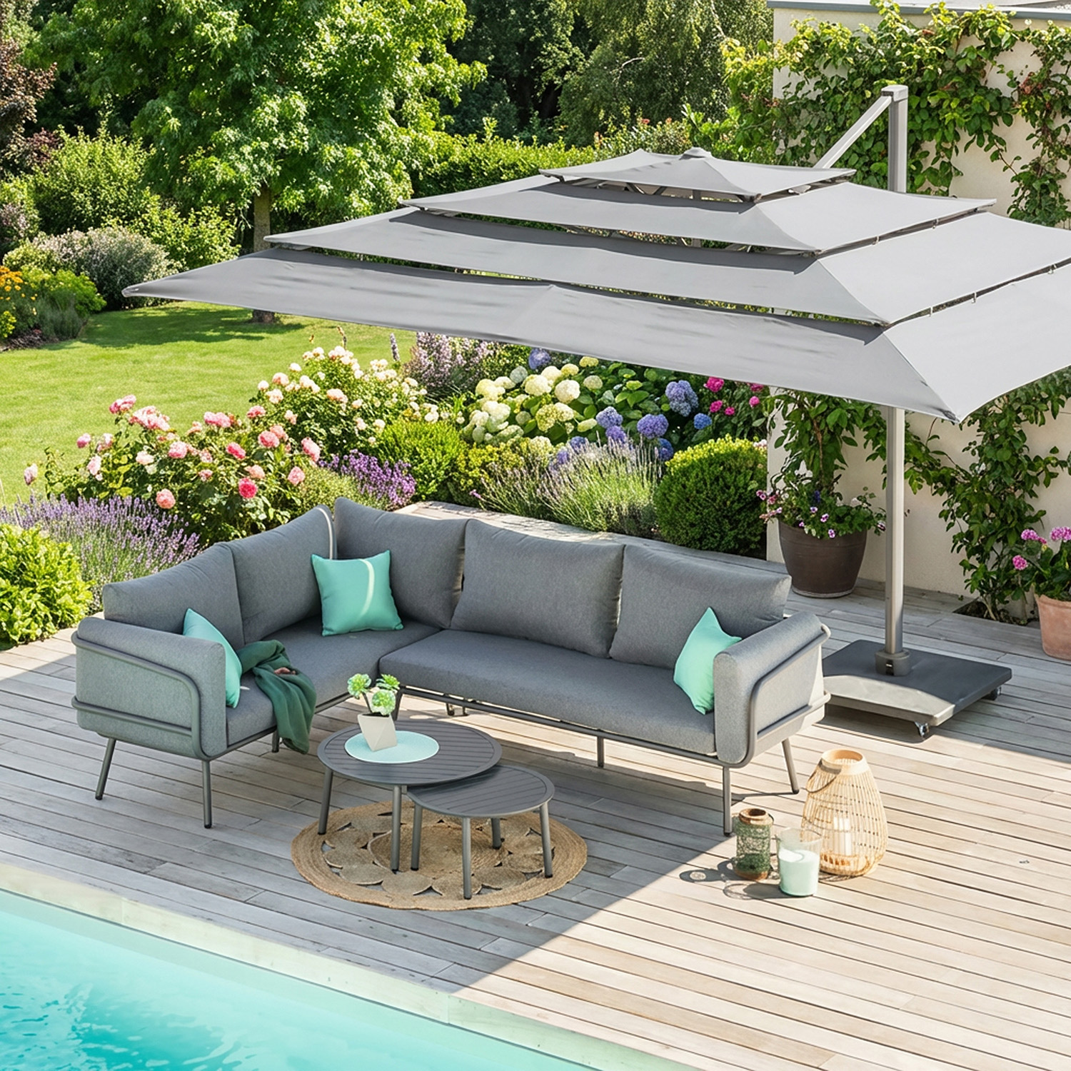 Ombrellone 400x300 cm Elea grigio