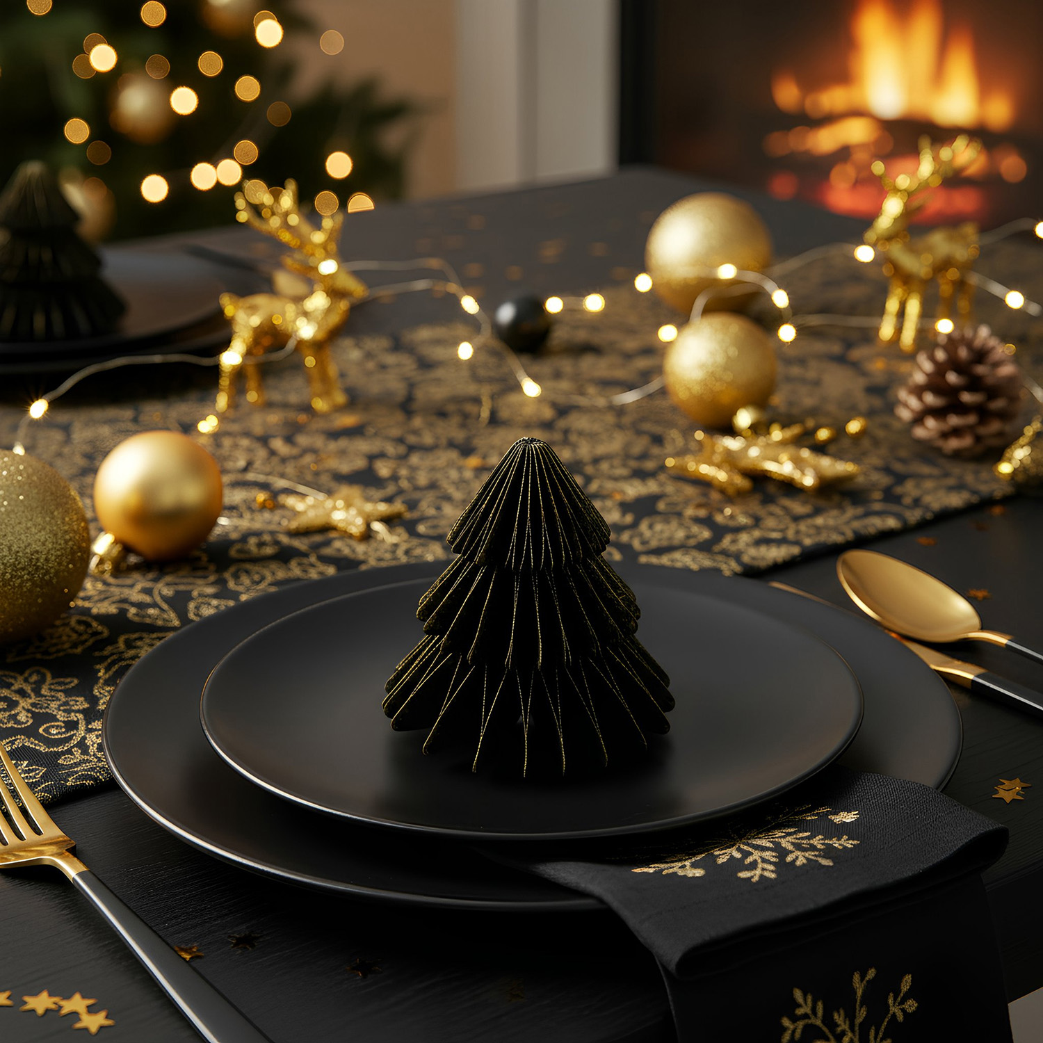 Set 2 decorazioni albero Natale nero
