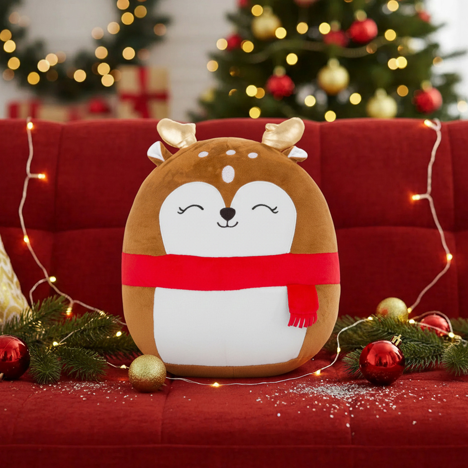 altri brand Peluche Renna natalizia tondo 35 cm