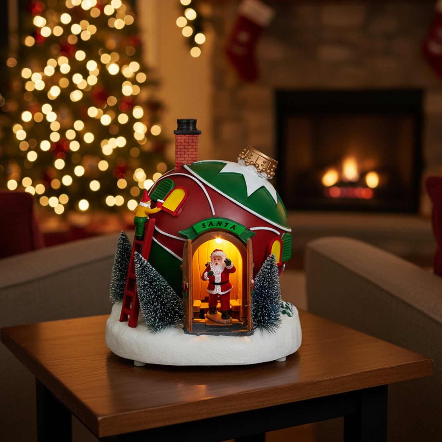 Villaggio sfera di Babbo Natale con led