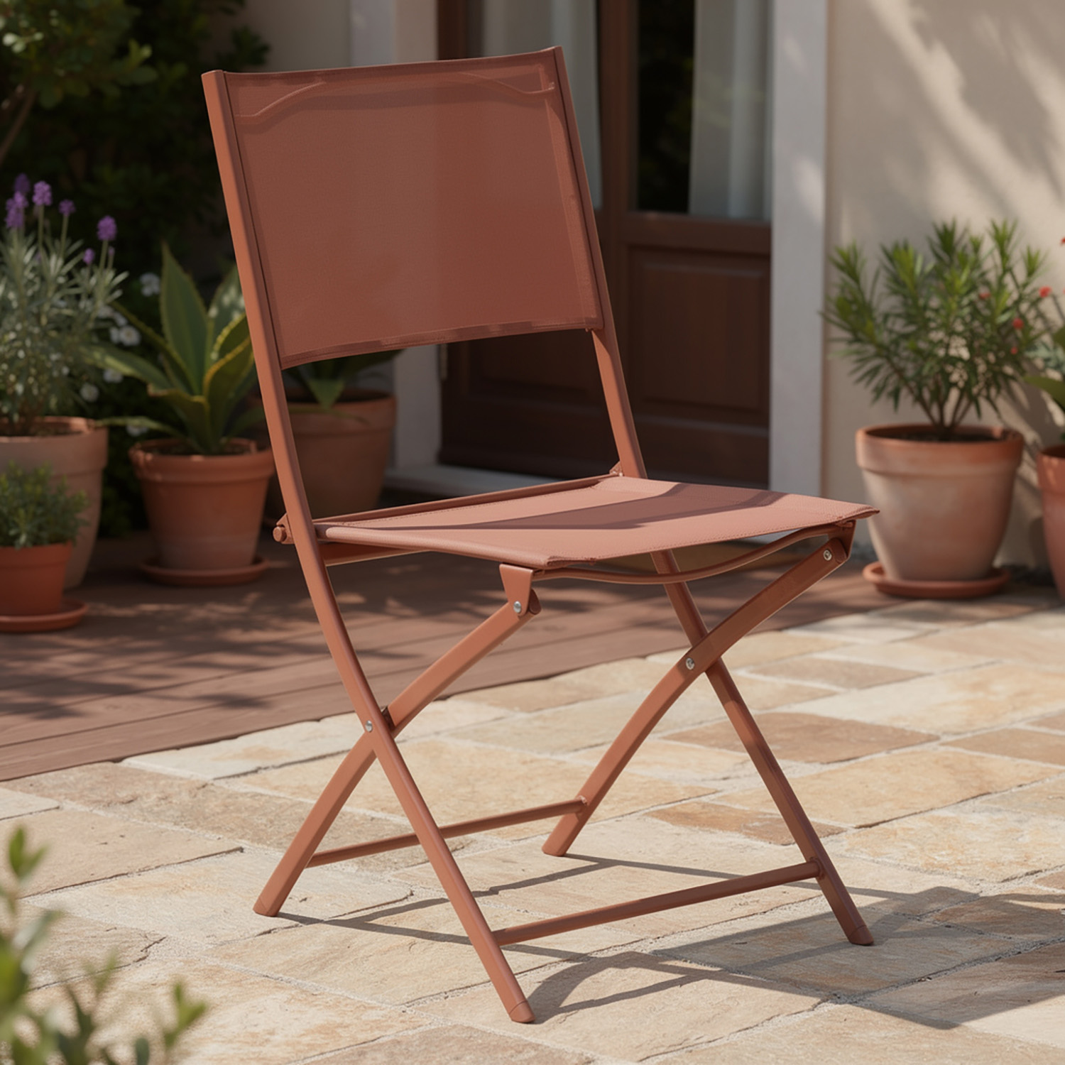 Sedia pieghevole giardino mogano Modula
