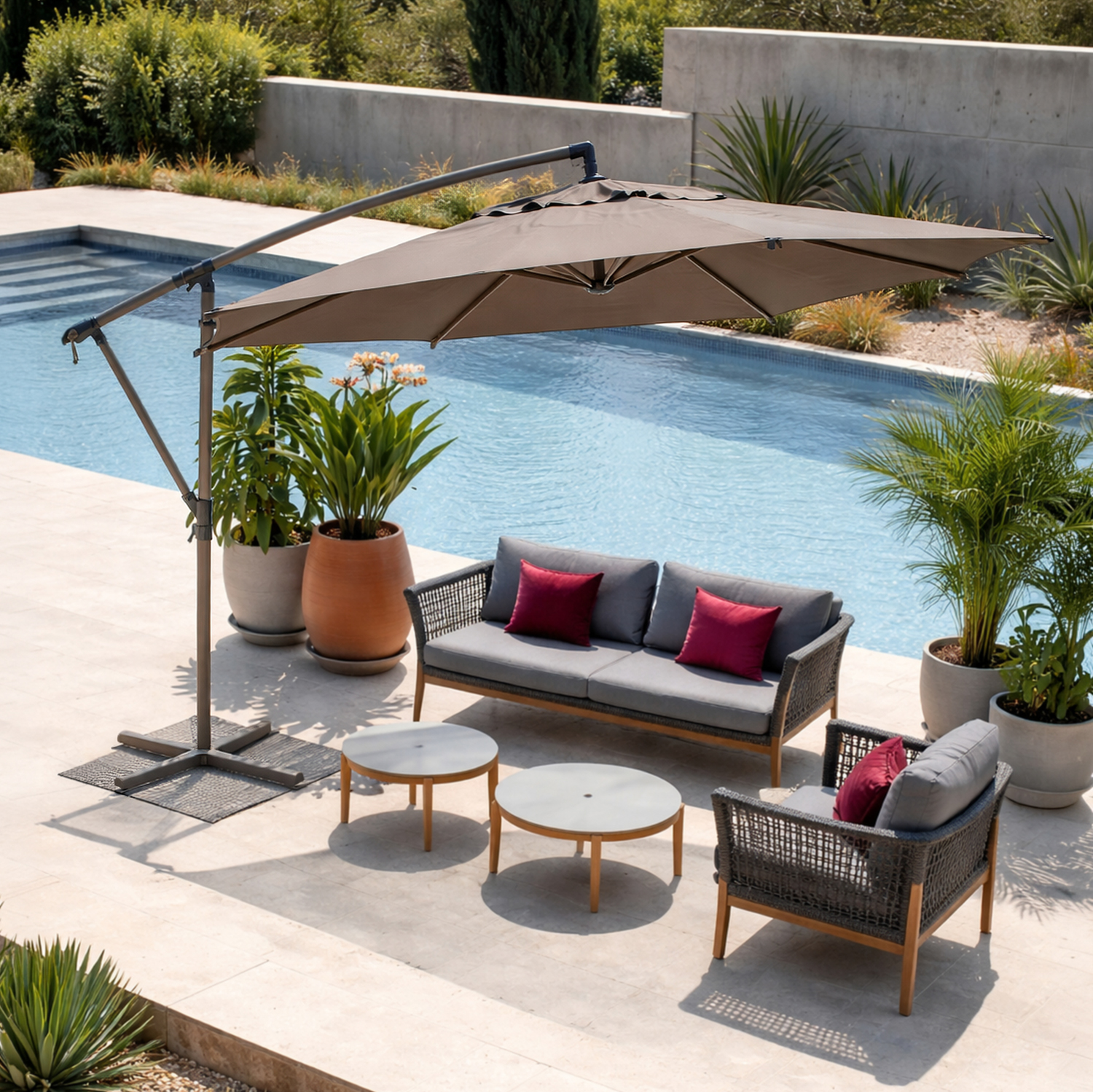 Ombrellone decentrato 3 metri Manoa caffè