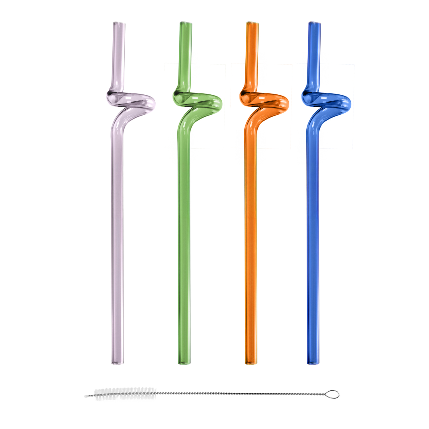 Set 4 cannucce vetro colorate 21 cm con scovolino
