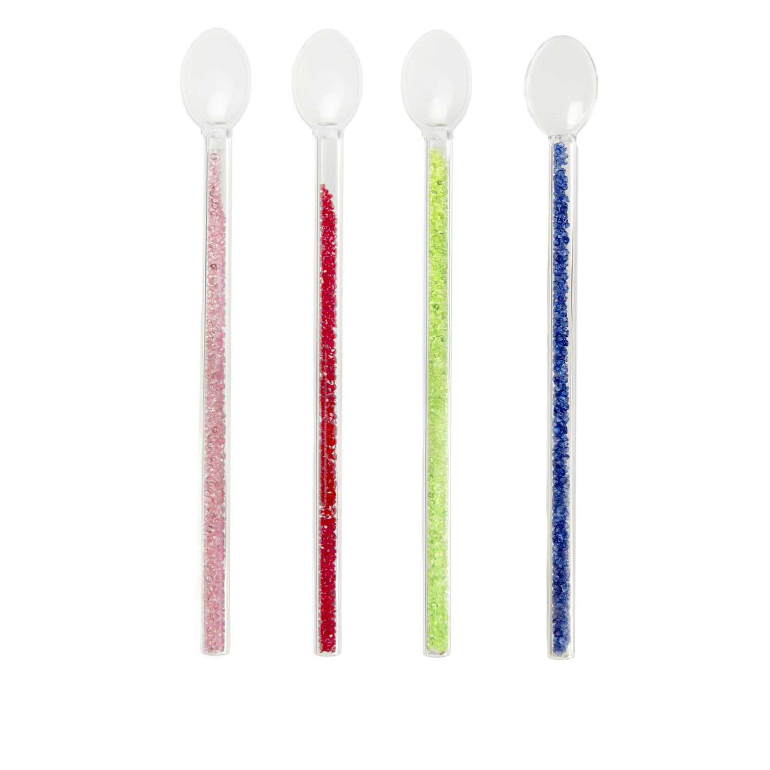 Set 4 cucchiaini lunghi in vetro con glitter