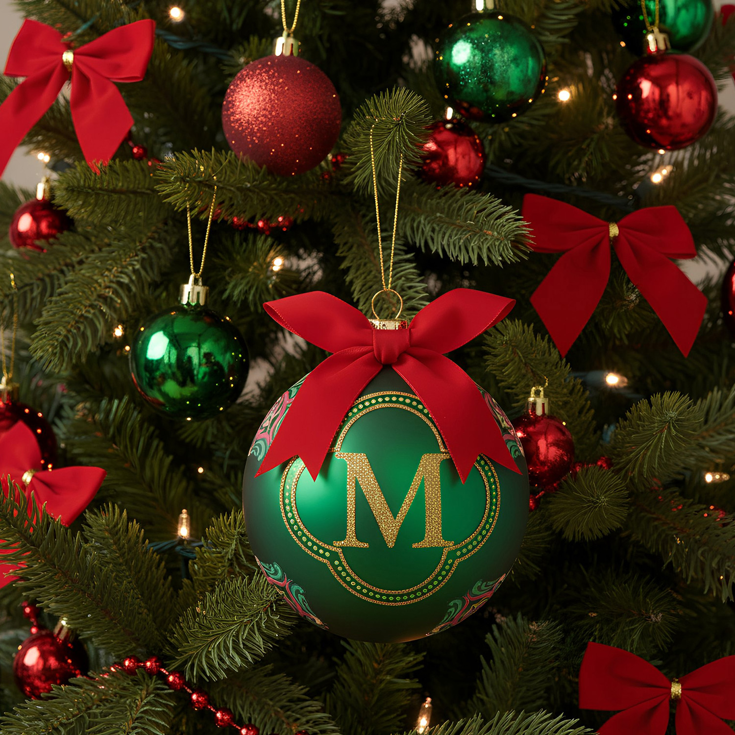 Pallina Natale lettera M 10 cm Royal Garden