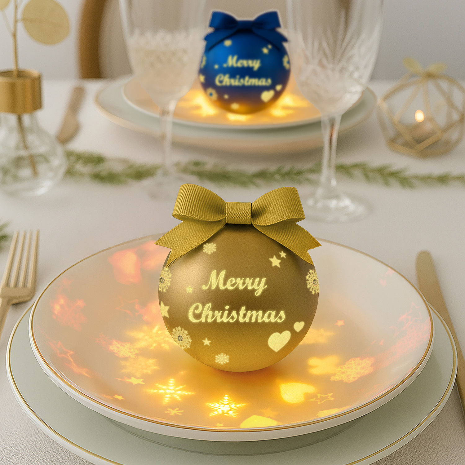 Pallina di Natale led Merry Christmas bronzo