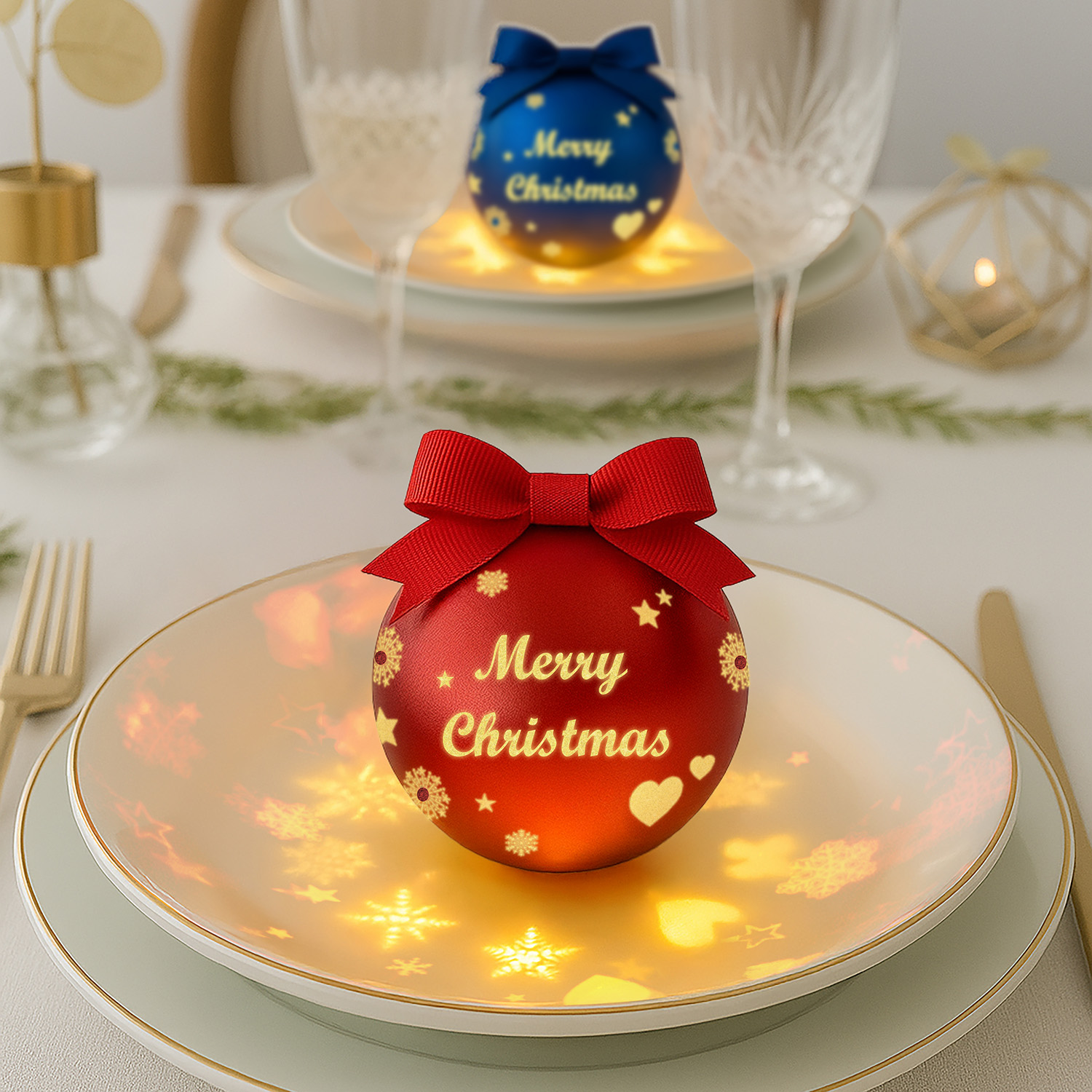 Pallina Natale led Merry Christmas rosso