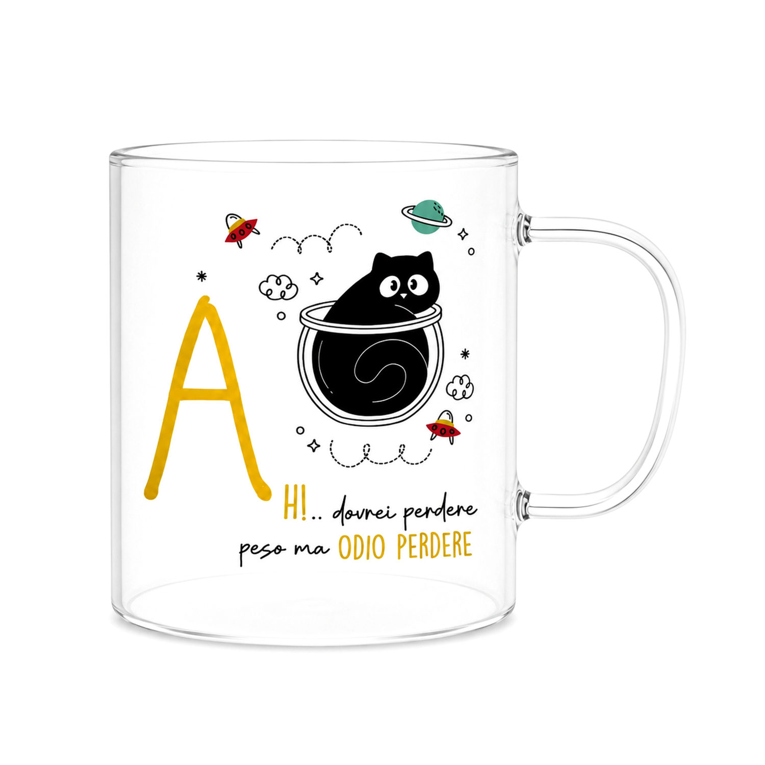 Mug lettera A vetro borosilicato 440 ml Borostories