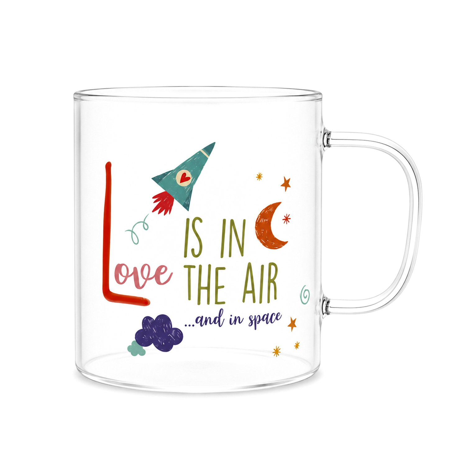 Mug lettera L vetro borosilicato 440 ml Borostories