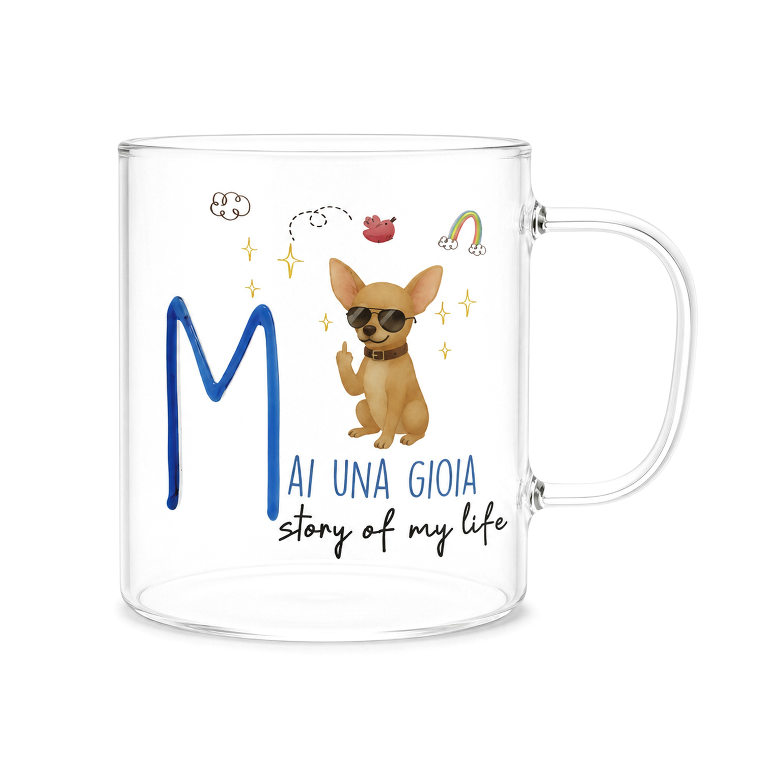 Mug lettera M vetro borosilicato 440 ml Borostories