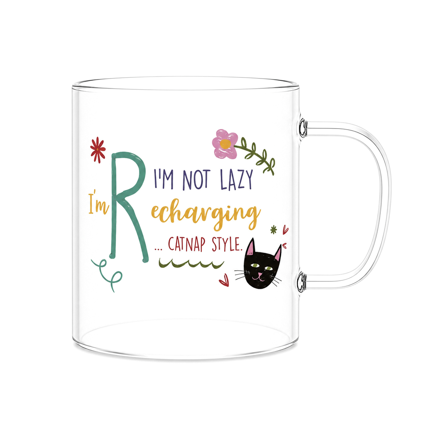 Mug lettera R vetro borosilicato 440 ml Borostories