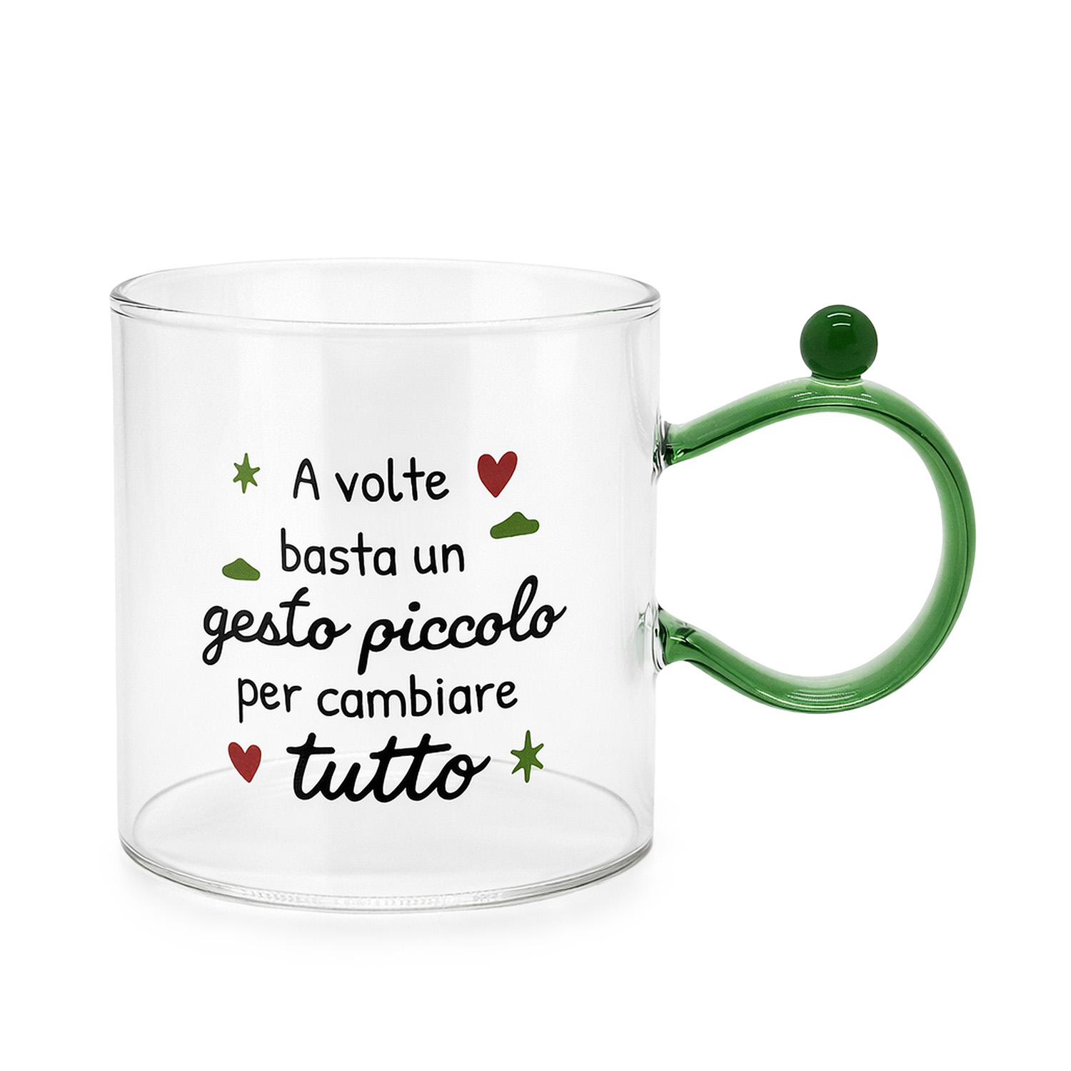 Tazza mug 350 ml in vetro verde chiaro Cheer Up