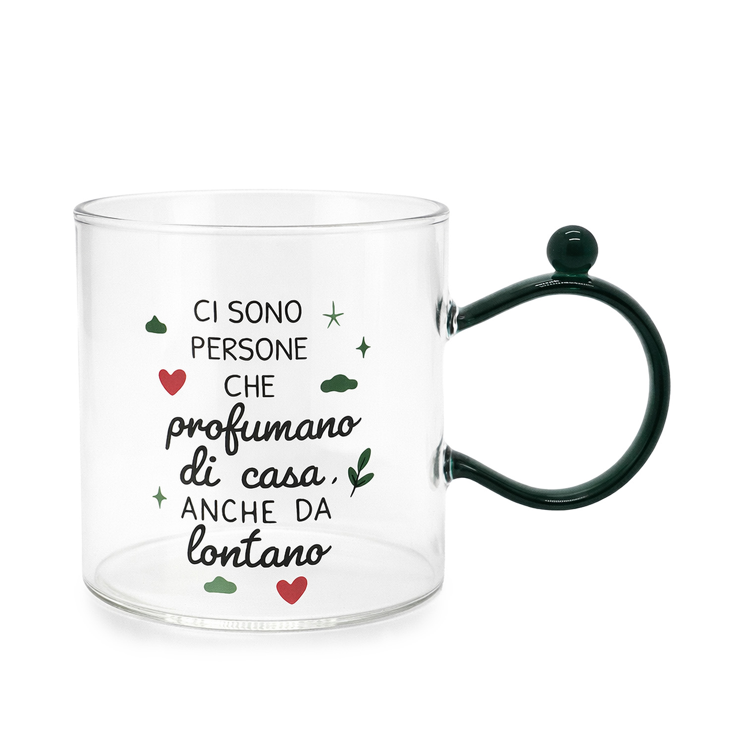 Tazza mug 350 ml in vetro verde Cheer Up