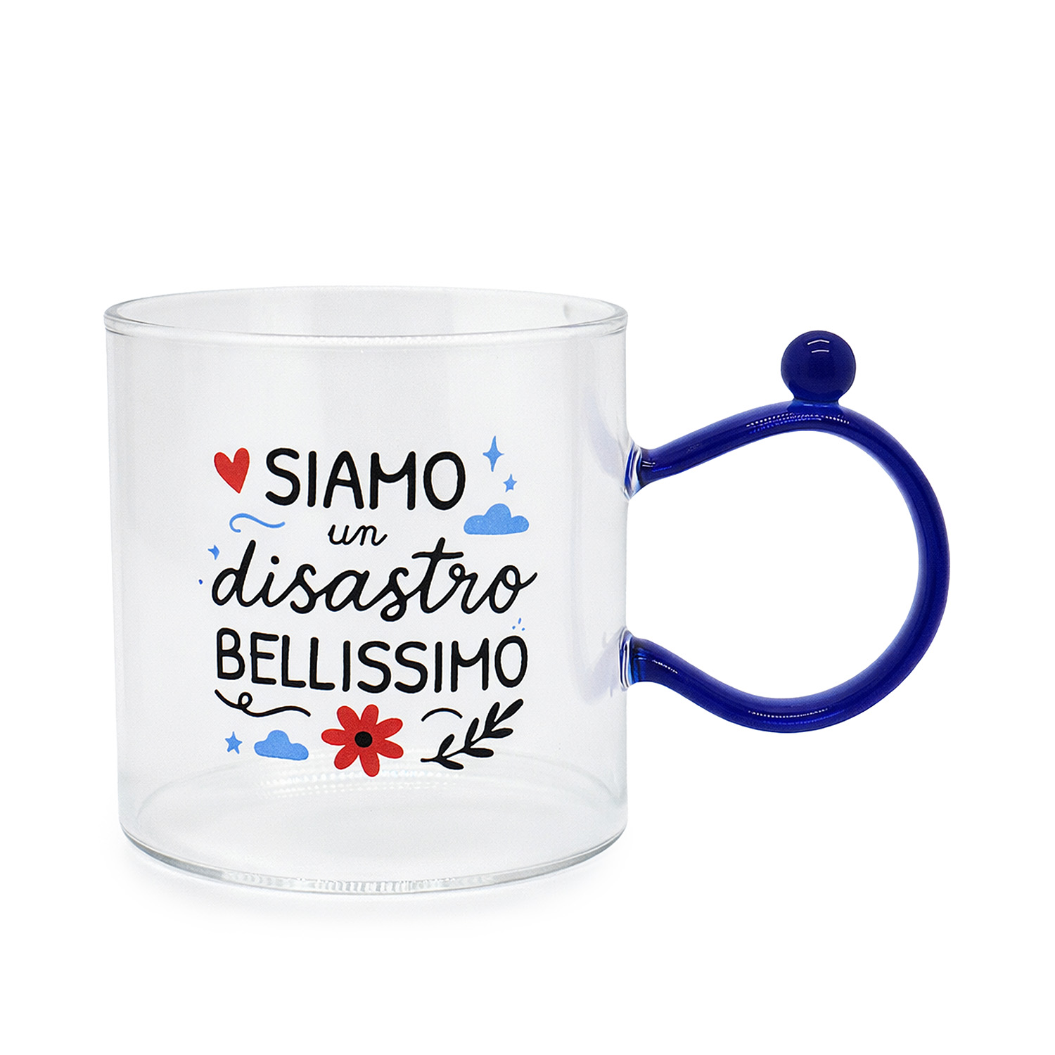 Tazza mug 350 ml in vetro blu Cheer Up