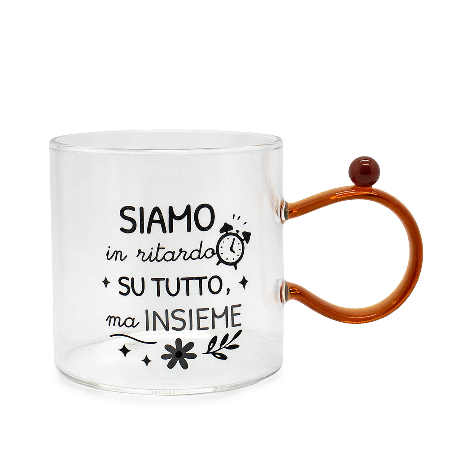 Tazza mug 350 ml in vetro arancione Cheer Up