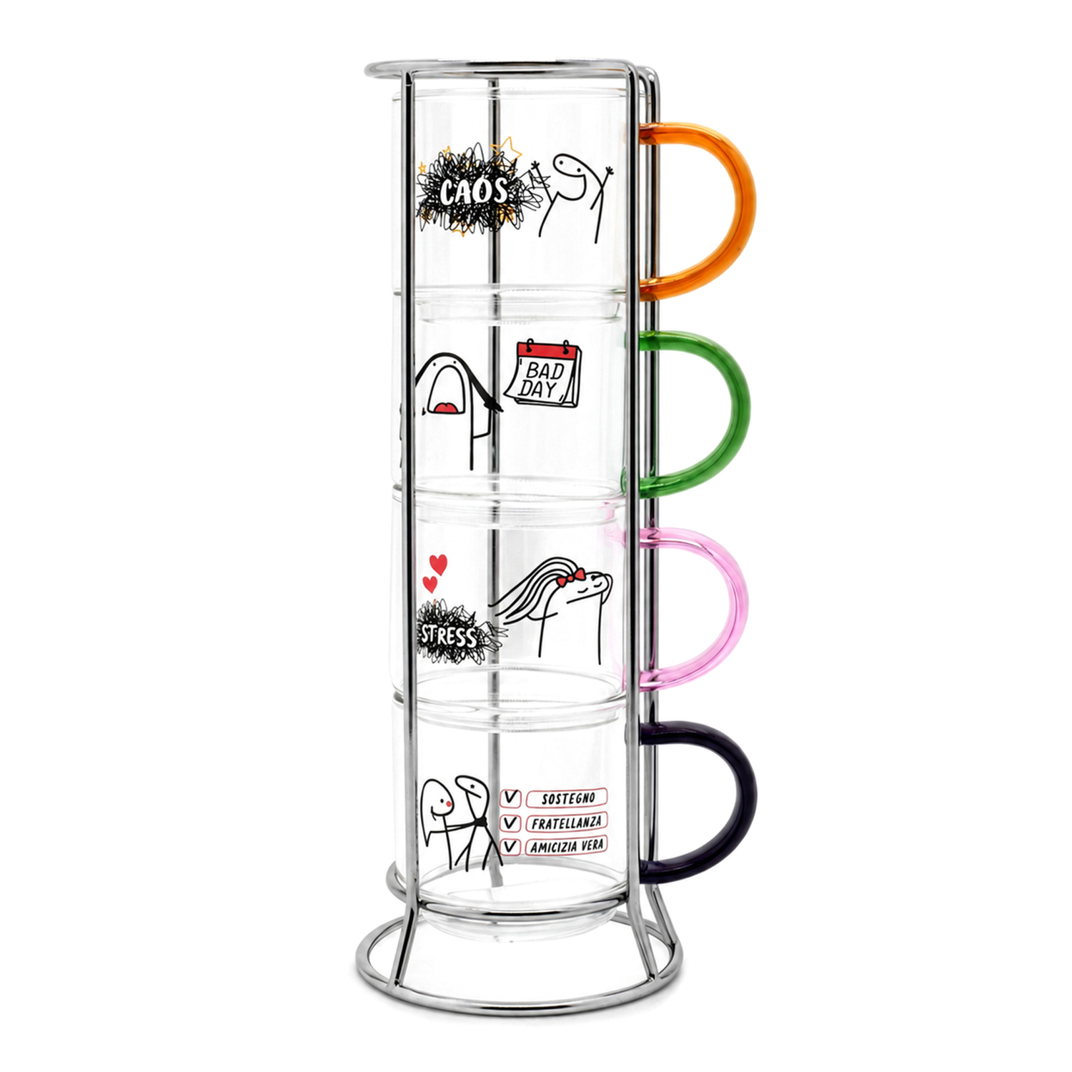 Set 4 tazzine 100 ml in vetro Comic