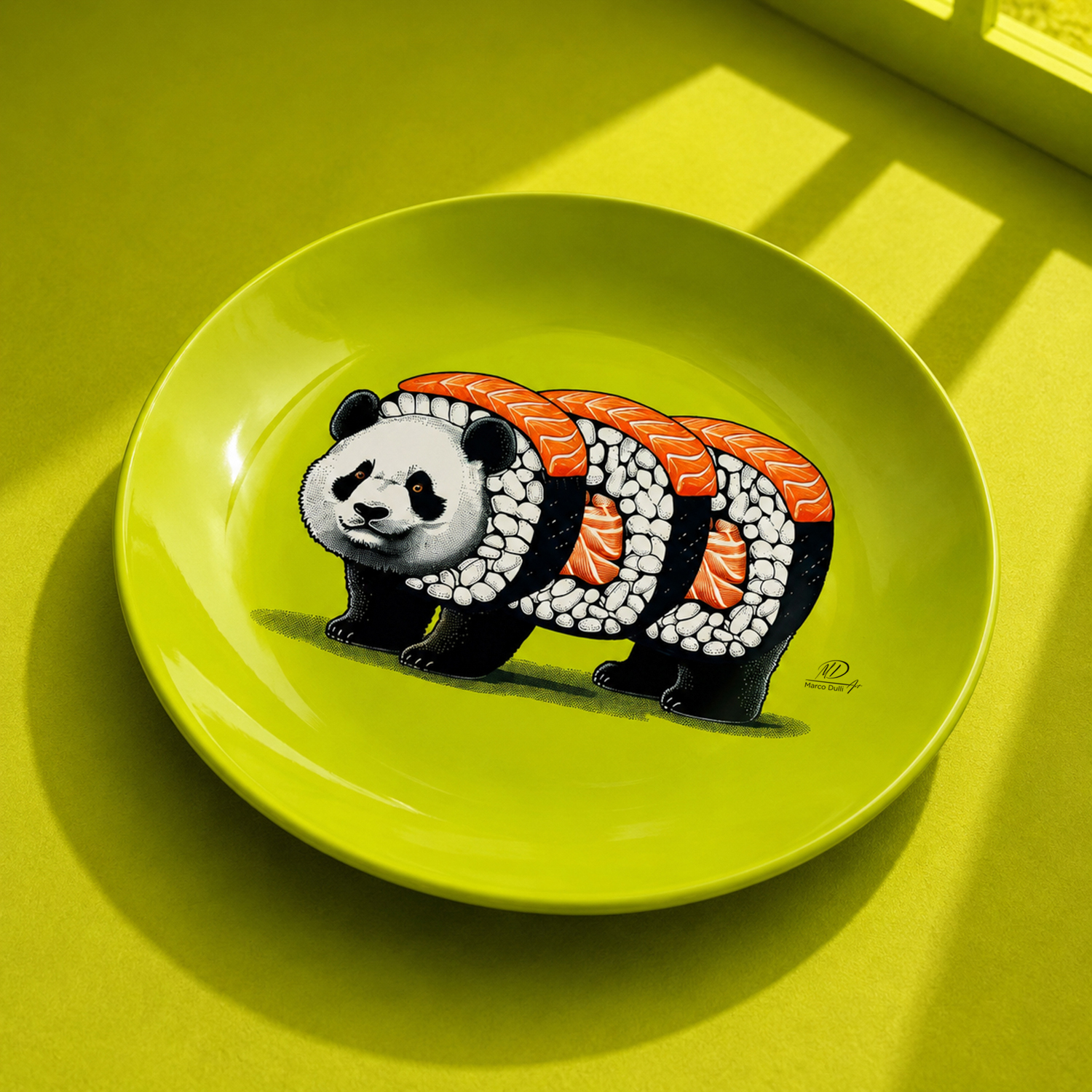 Piattino decorativo vetro 15 cm Panda sushi verde