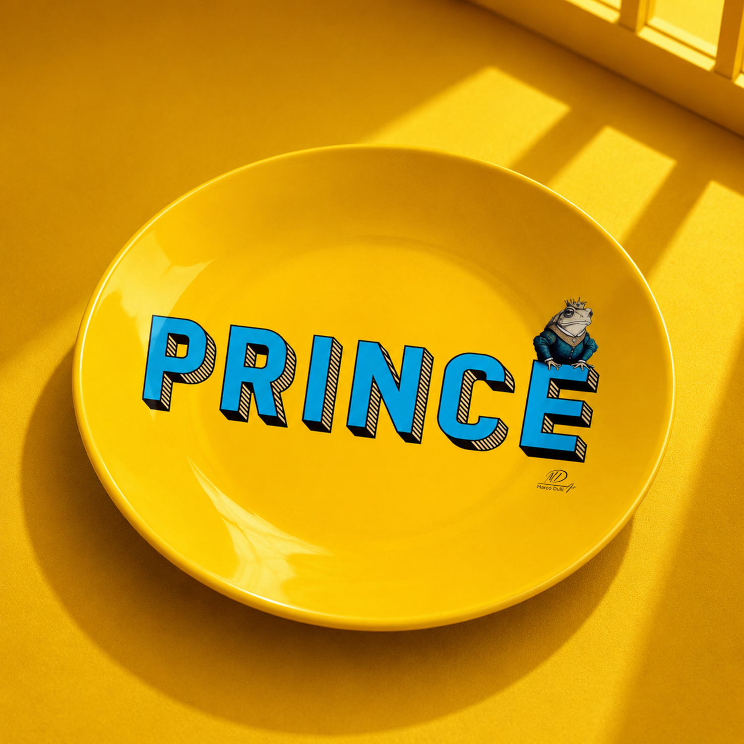 Piattino decorativo vetro 15 cm Prince giallo