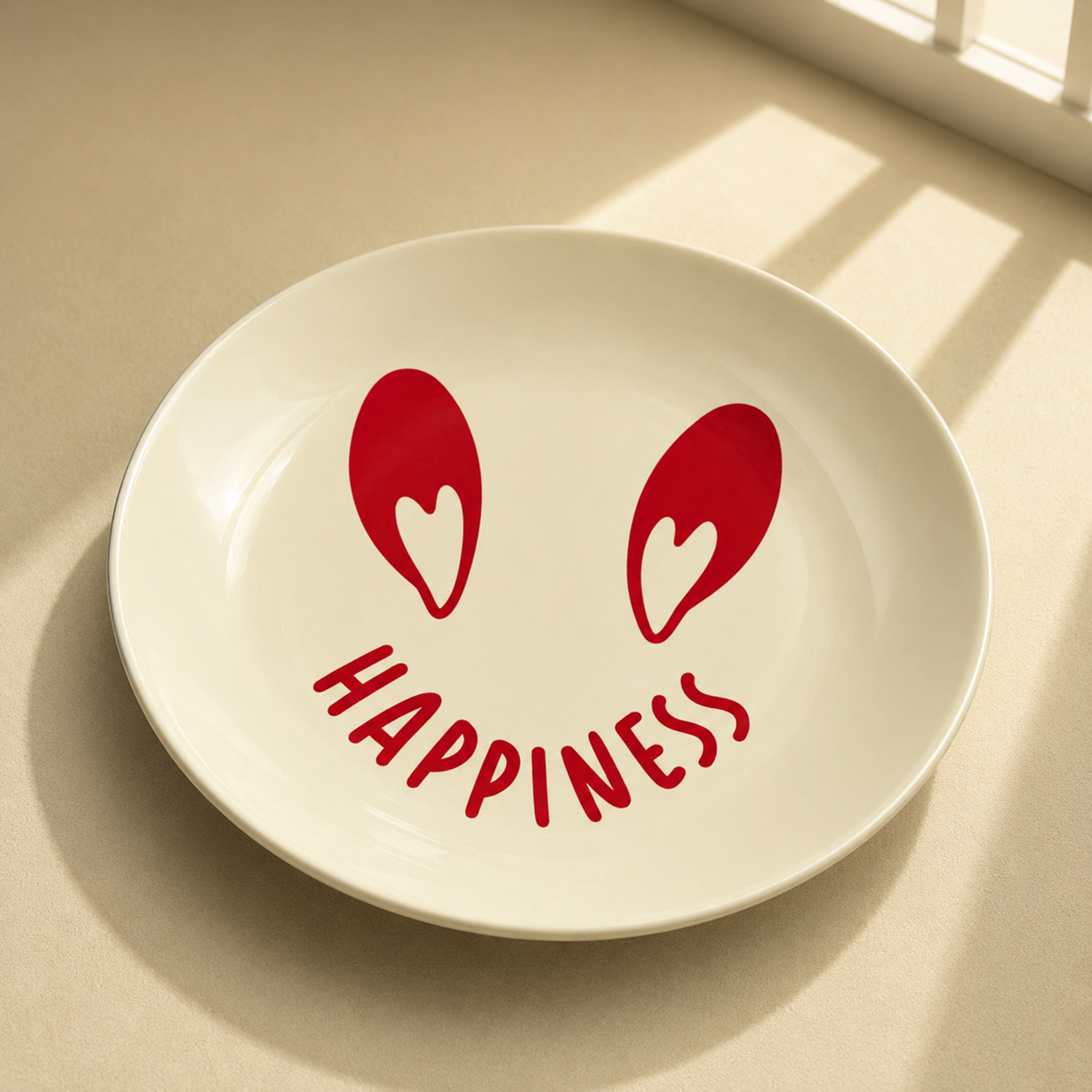 Piattino decorativo vetro 18 cm Happiness avorio