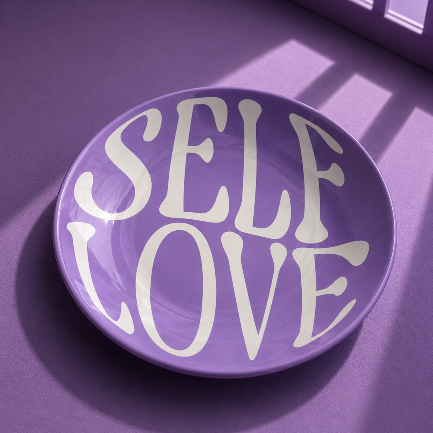 Piattino decorativo vetro 18 cm Self Love viola