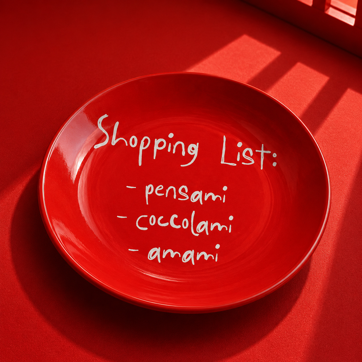 Piattino decorativo vetro 18 cm Shopping List rosso