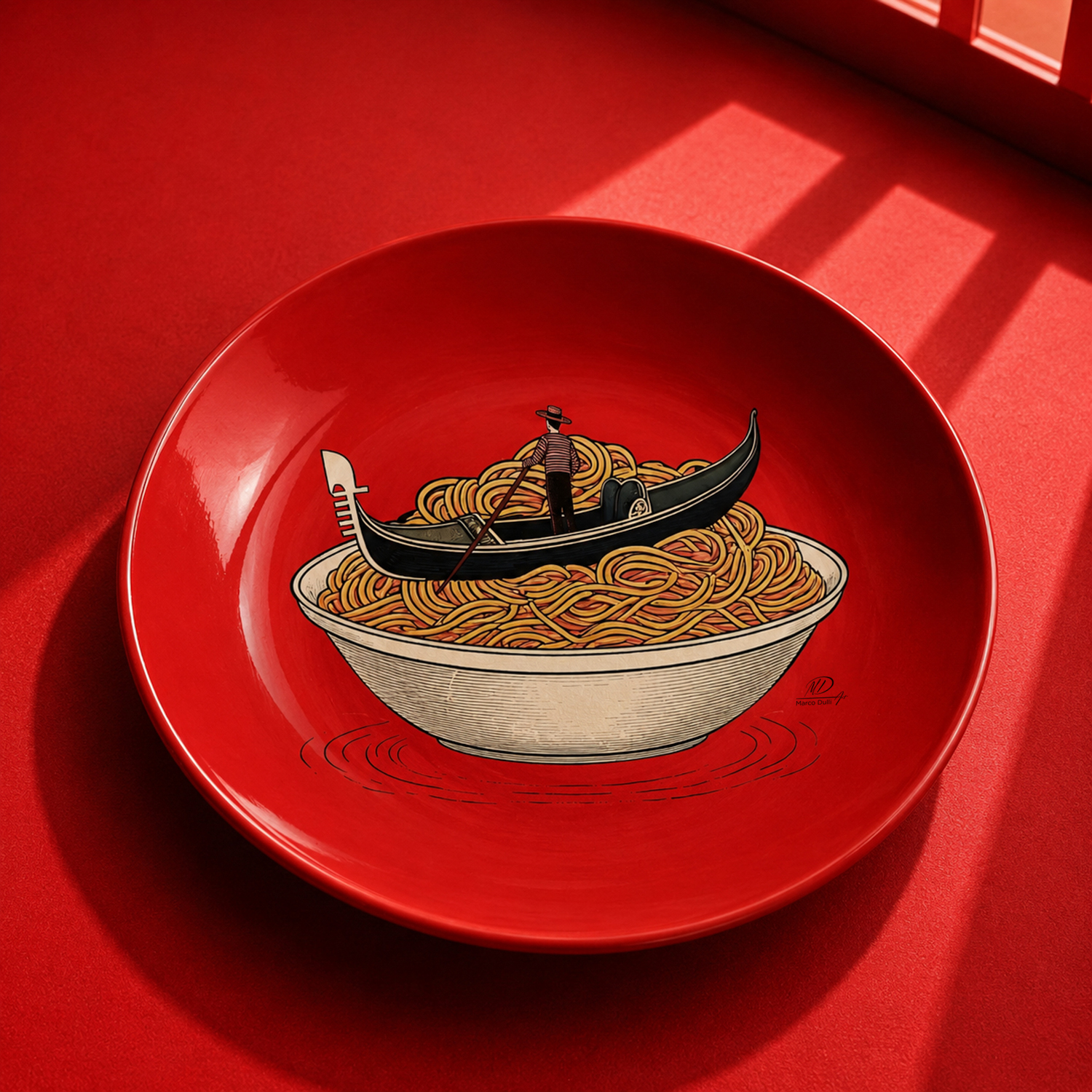 Piattino decorativo vetro 22 cm Gondola rosso