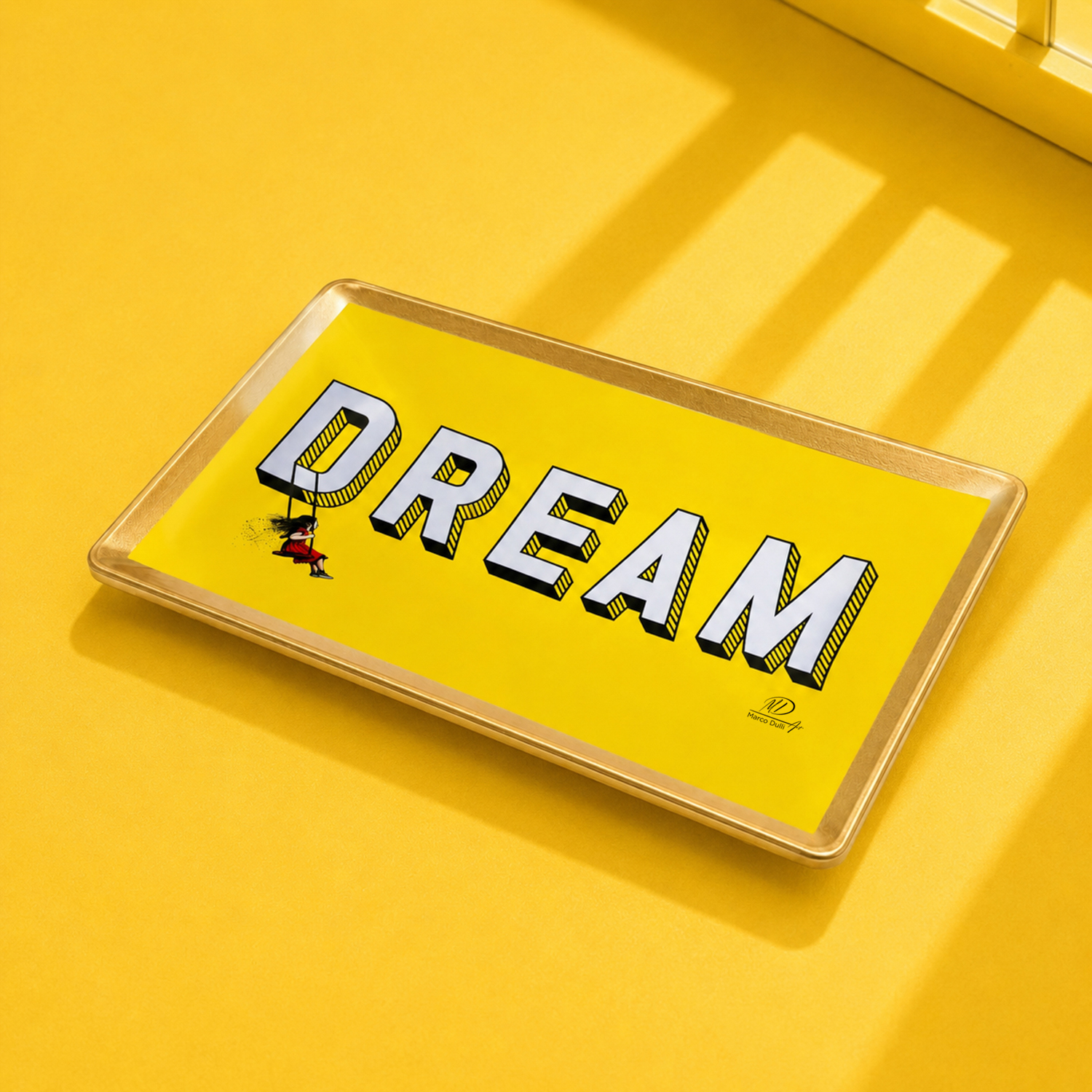 Piattino decorativo vetro 16x12 cm Dream giallo